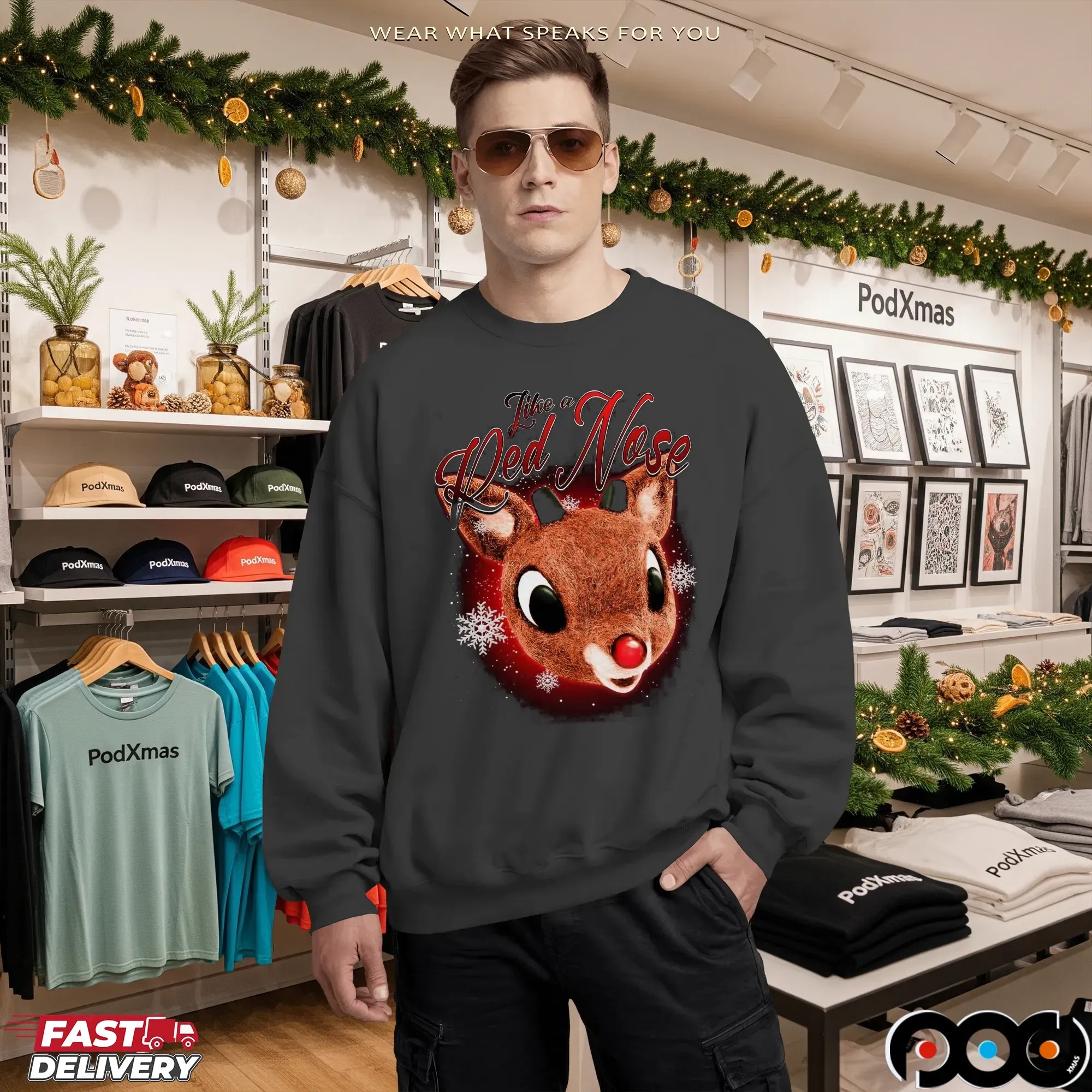 Rudolph The Red-nosed Reindeer Like A Red Nose Christmas Graphic T Shirt
