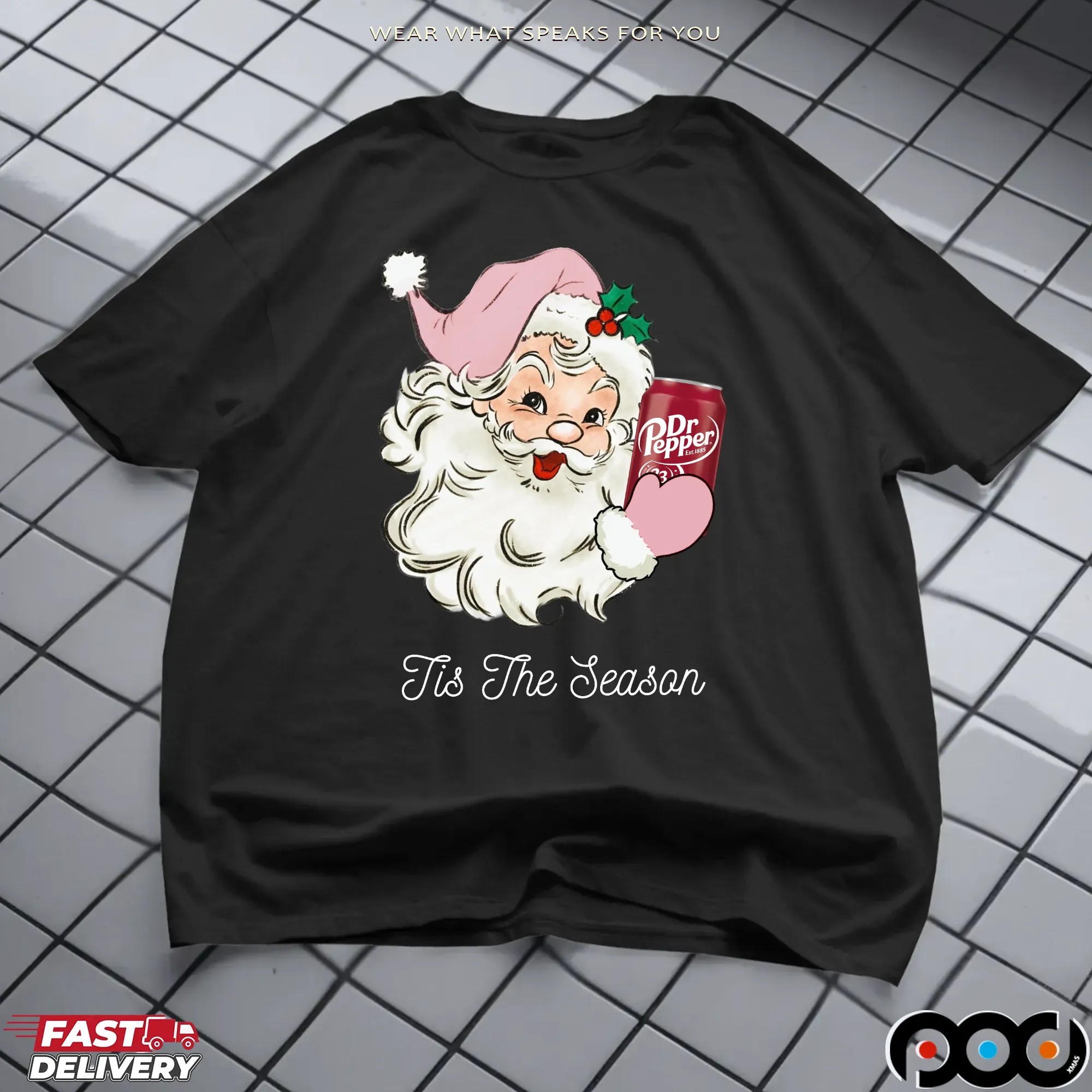 Santa Claus Dr Pepper Tis The Season Merry Christmas T Shirt