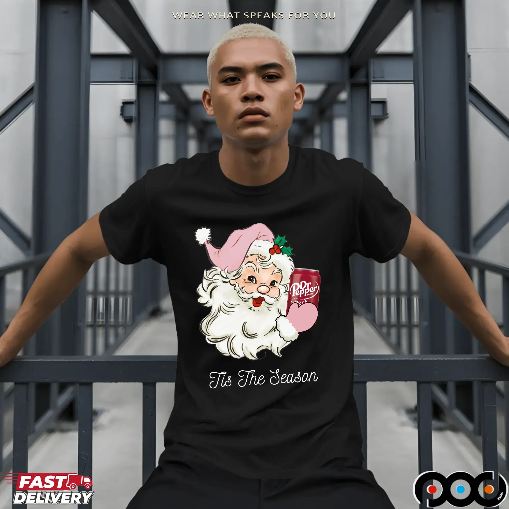 Santa Claus Dr Pepper Tis The Season Merry Christmas T Shirt