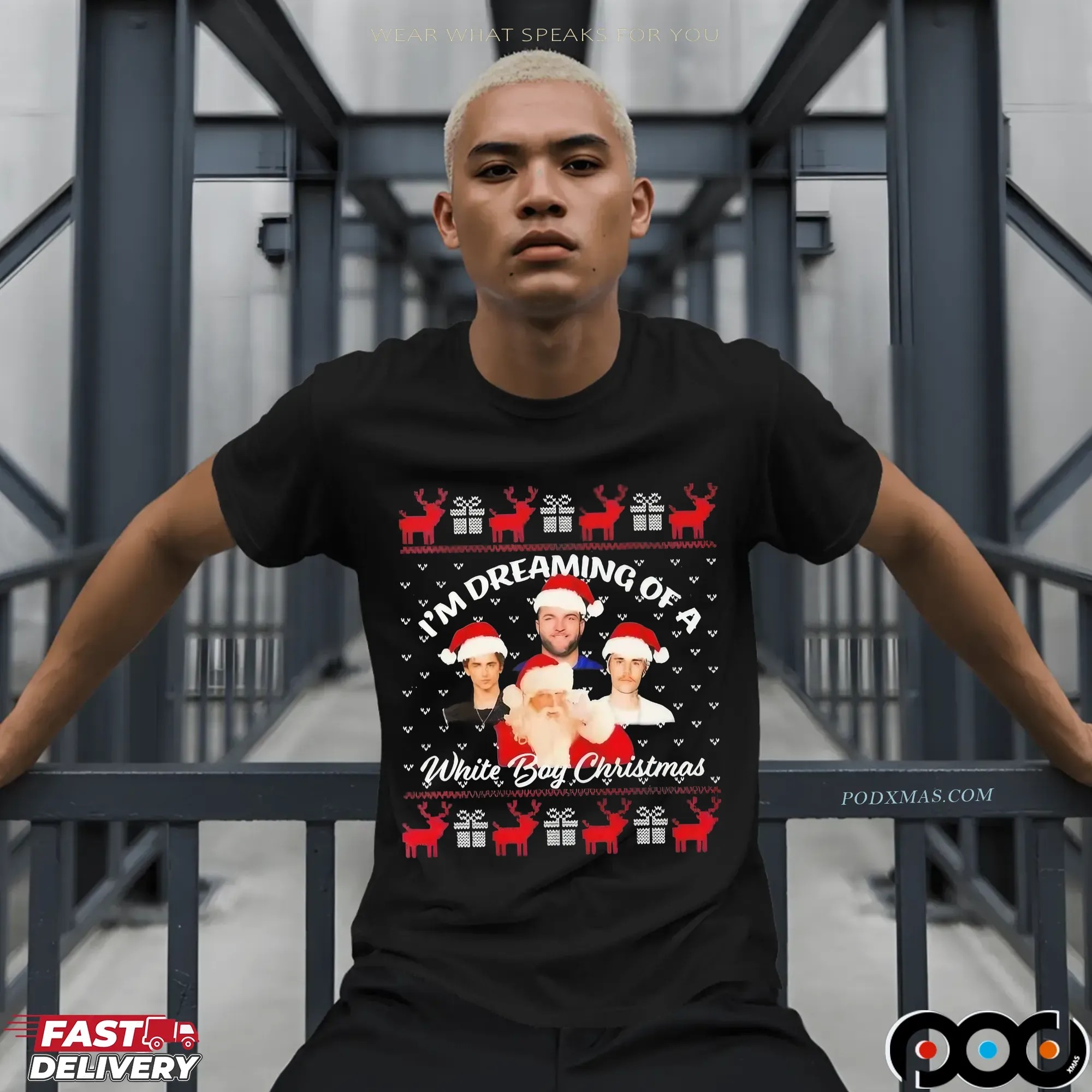 Santa Skattebo Chalamet Bieber I'm Dreaming Of A White Boy Ugly Xmas T Shirt