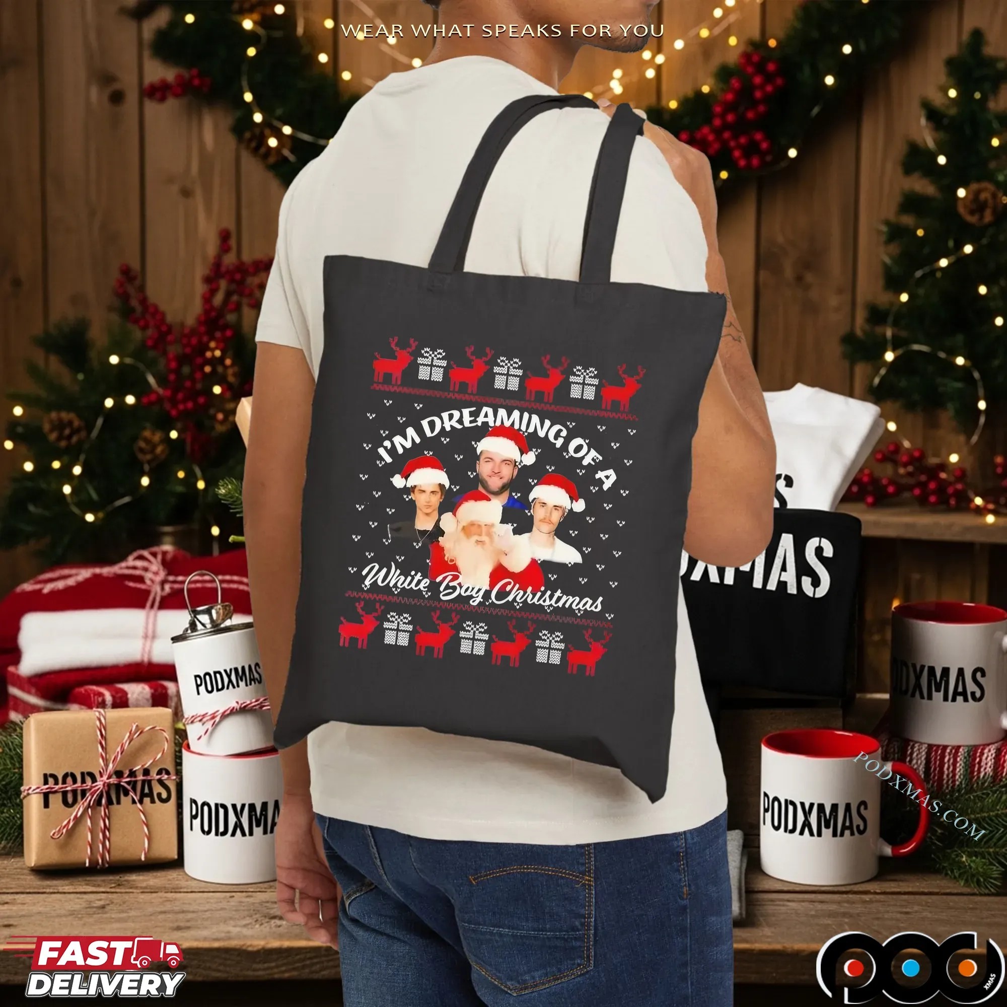 Santa Skattebo Chalamet Bieber I'm Dreaming Of A White Boy Ugly Xmas T Shirt