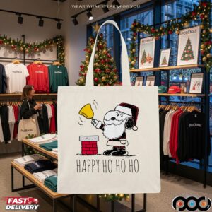 Santa Snoopy Bell Ringer Happy Ho Ho Ho Christmas T Shirt
