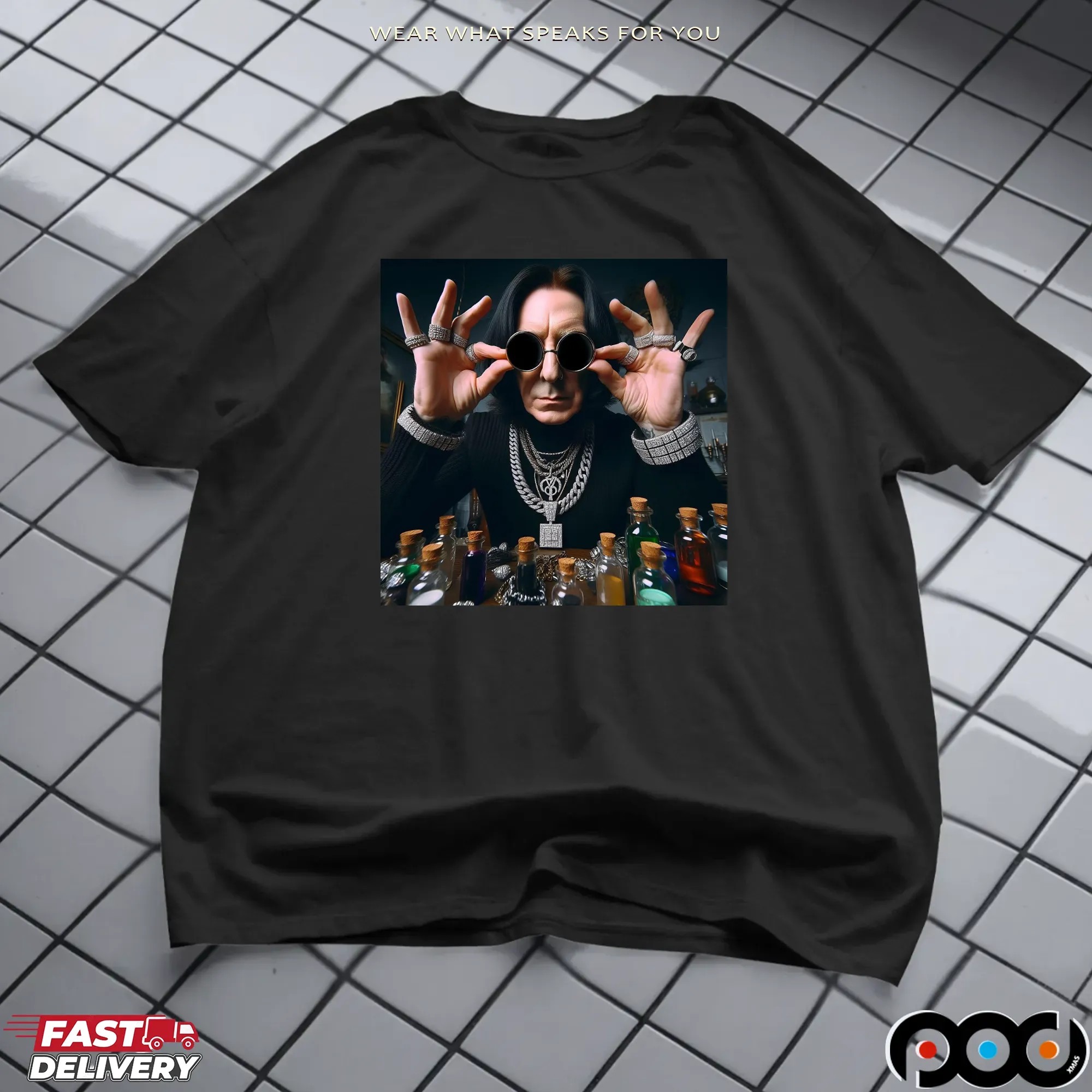 Severus Shizzle Harry Potter AI Generated Iced Out T Shirt