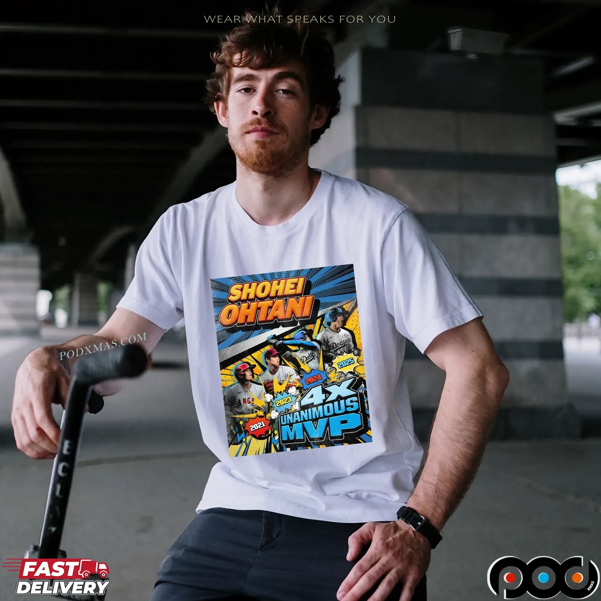 Shohei Ohtani 4X Unanimous MVP 2021 2023 2024 2025 LA Dodgers Comic Style T Shirt