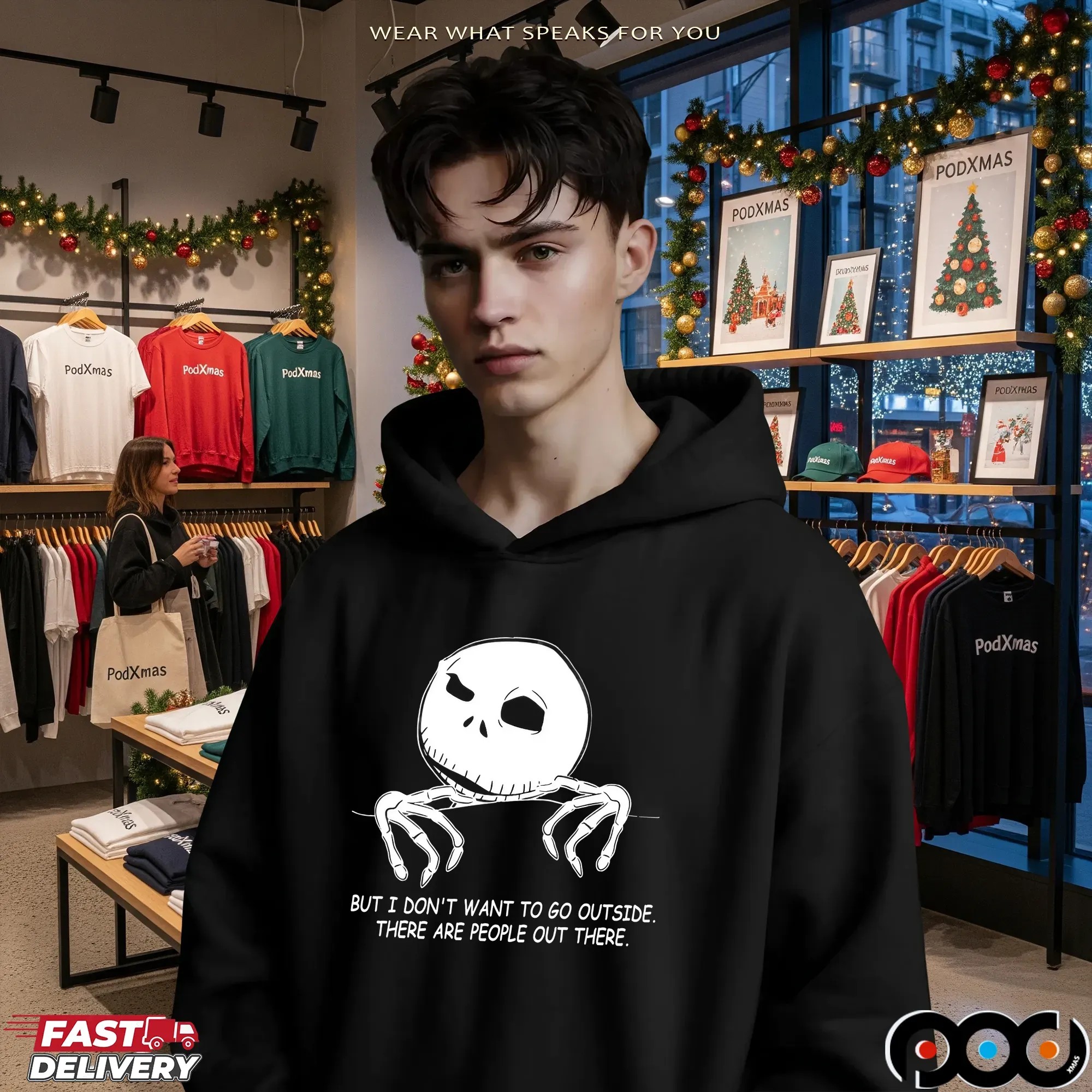 Skellington But I Don't Want To Go Outside There Are People Out There Shirt