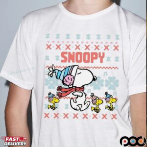 Snoopy And Woodstock Ugly Xmas Holiday T Shirt