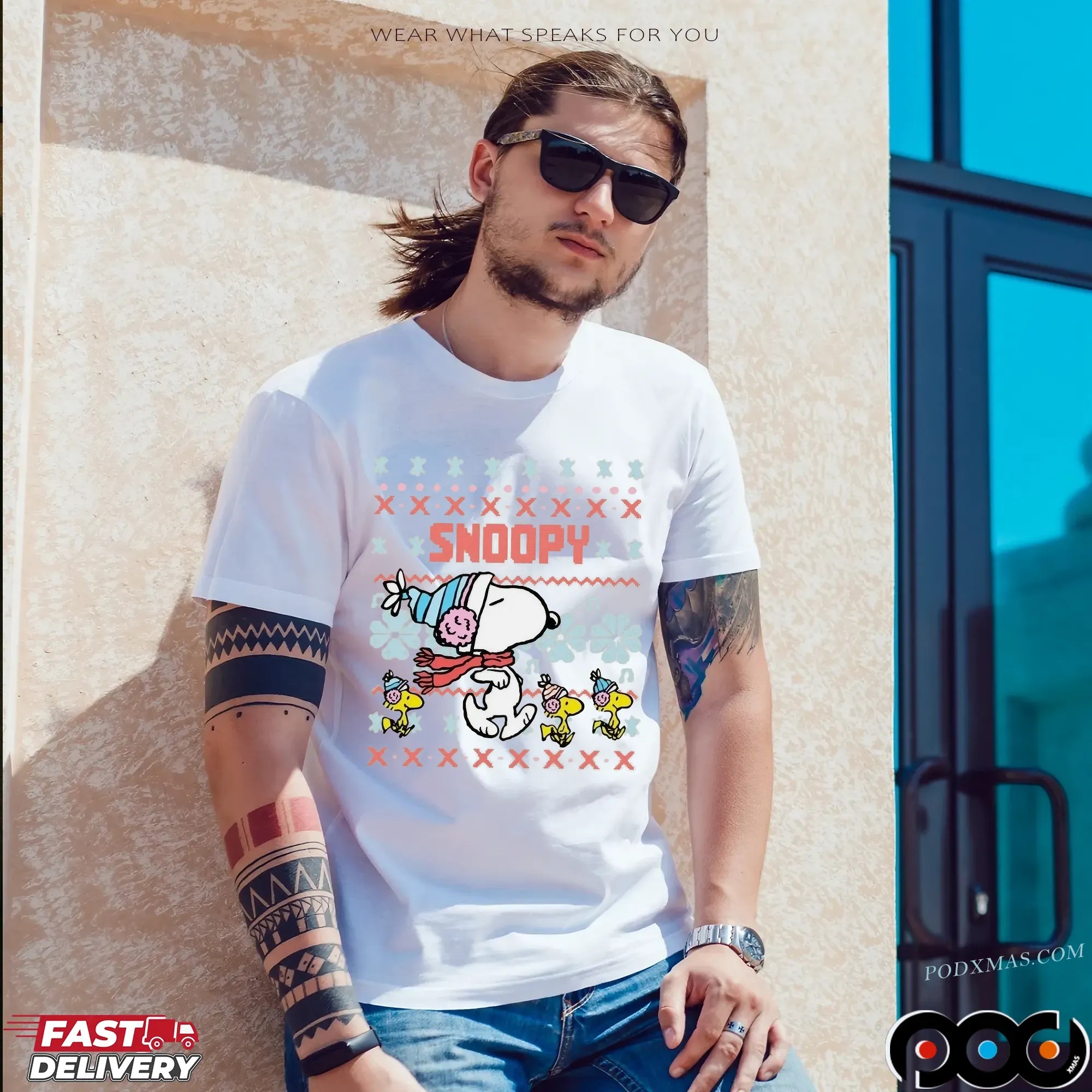 Snoopy And Woodstock Ugly Xmas Holiday T Shirt