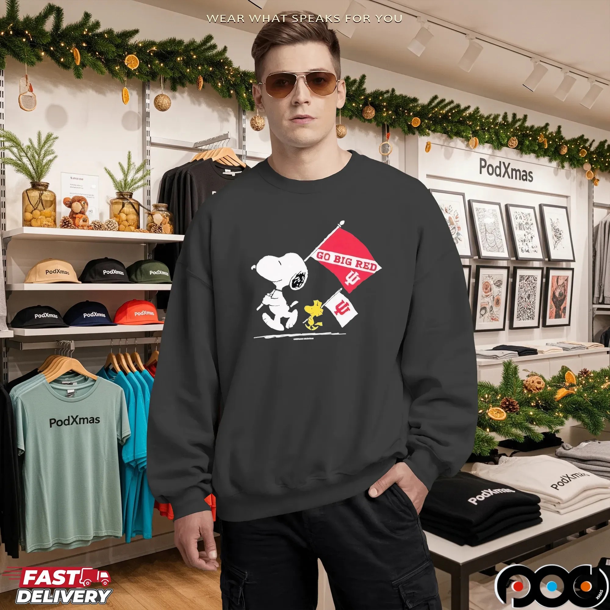 Snoopy And Woodstock X Indiana Hoosiers Gameday Go Big Red T Shirt