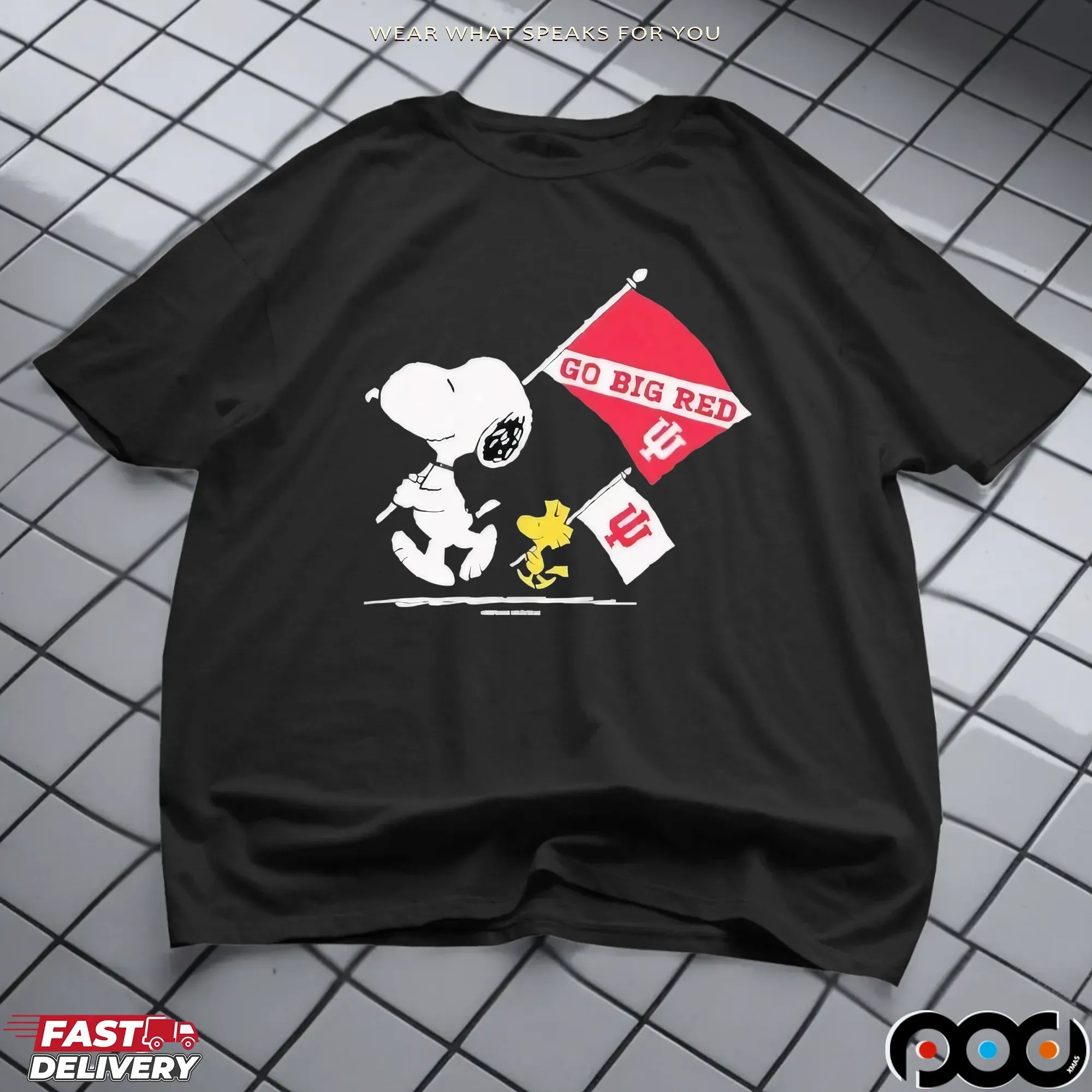 Snoopy And Woodstock X Indiana Hoosiers Gameday Go Big Red T Shirt