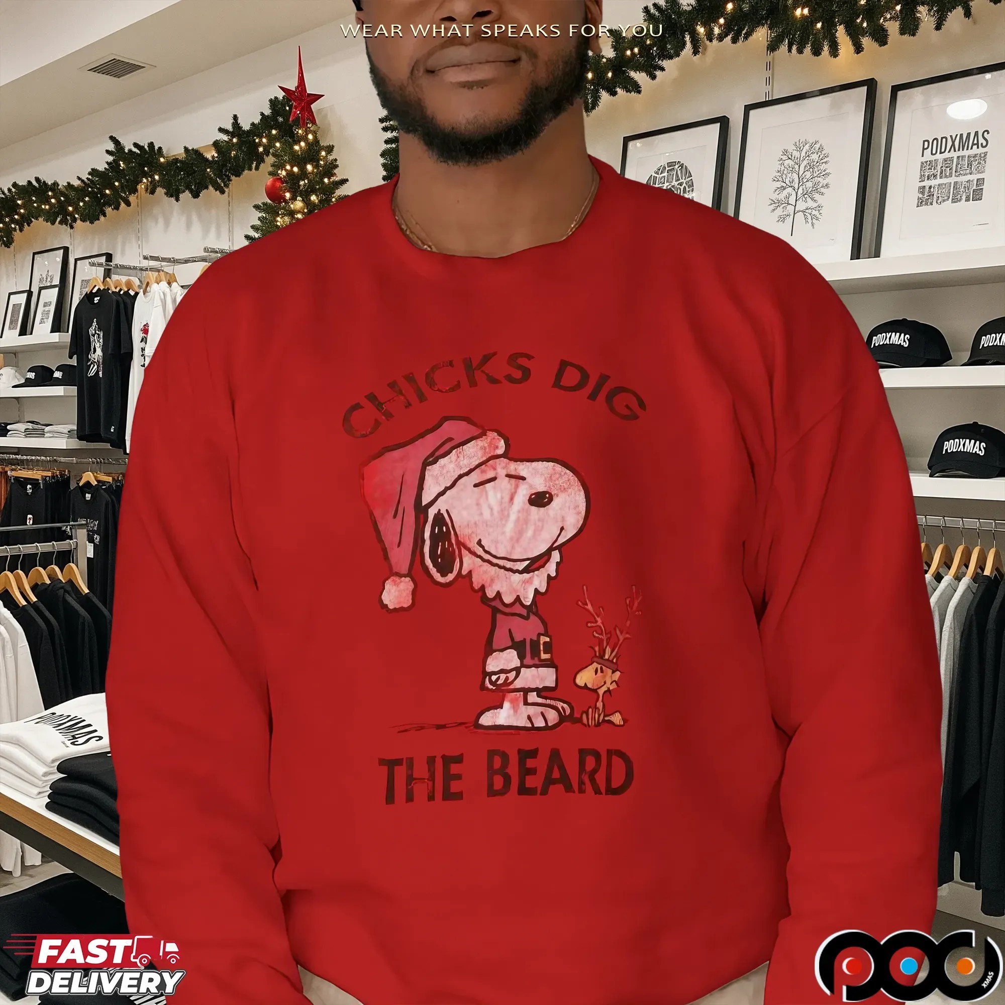 Snoopy Chicks Dig The Beard Christmas T Shirt