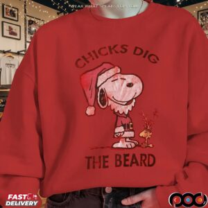 Snoopy Chicks Dig The Beard Christmas T Shirt