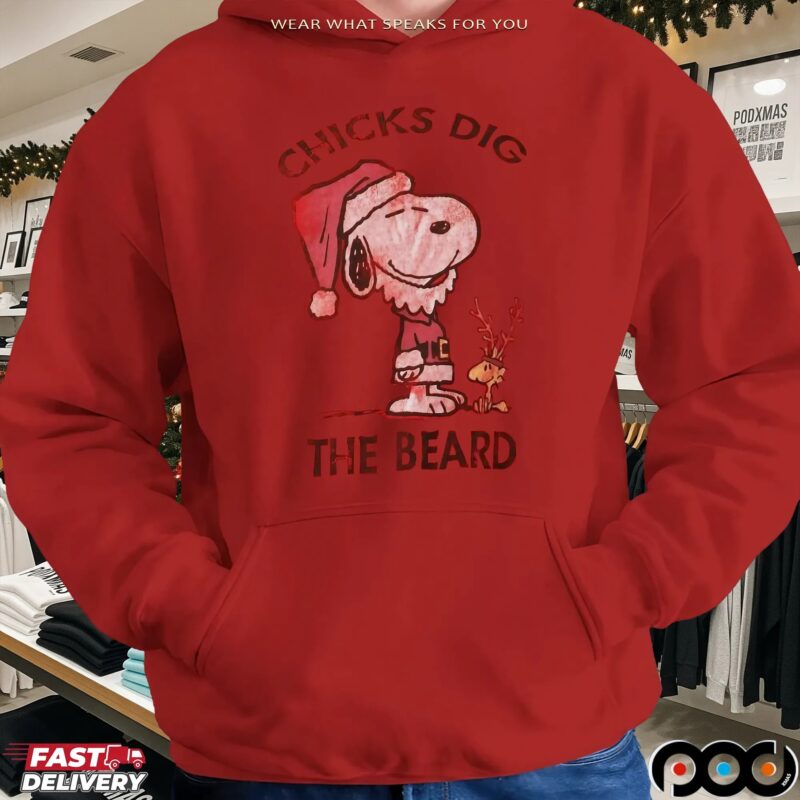 Snoopy Chicks Dig The Beard Christmas T Shirt