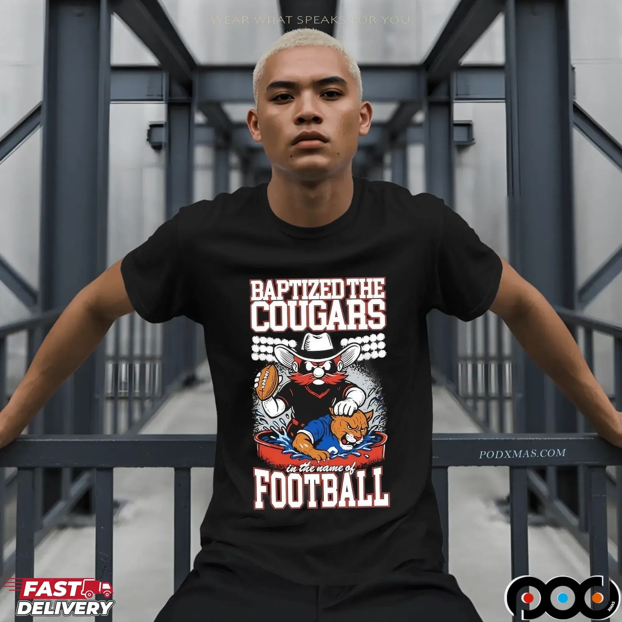 Texas Tech Red Raiders Vs Byu Cougars Baptized The Cougars Rivalry Graphic T Shirt