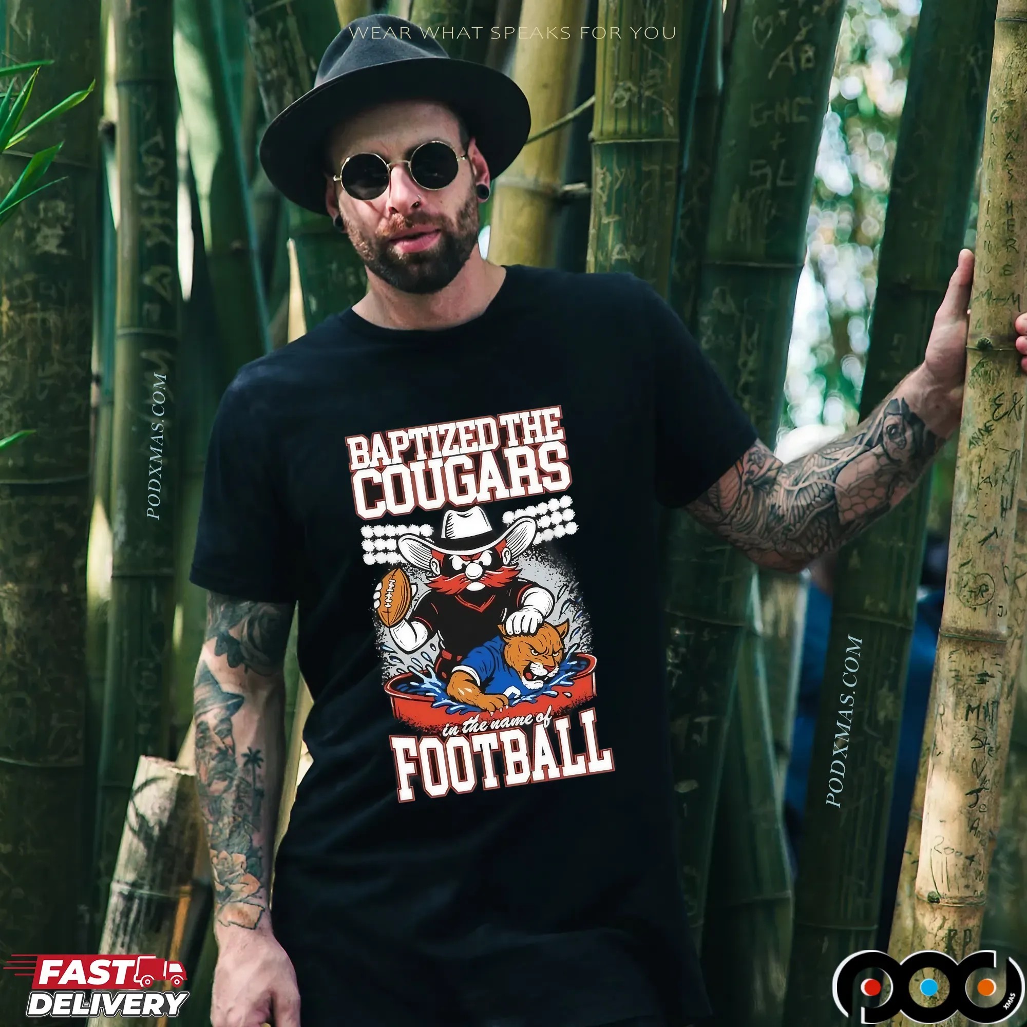 Texas Tech Red Raiders Vs Byu Cougars Baptized The Cougars Rivalry Graphic T Shirt