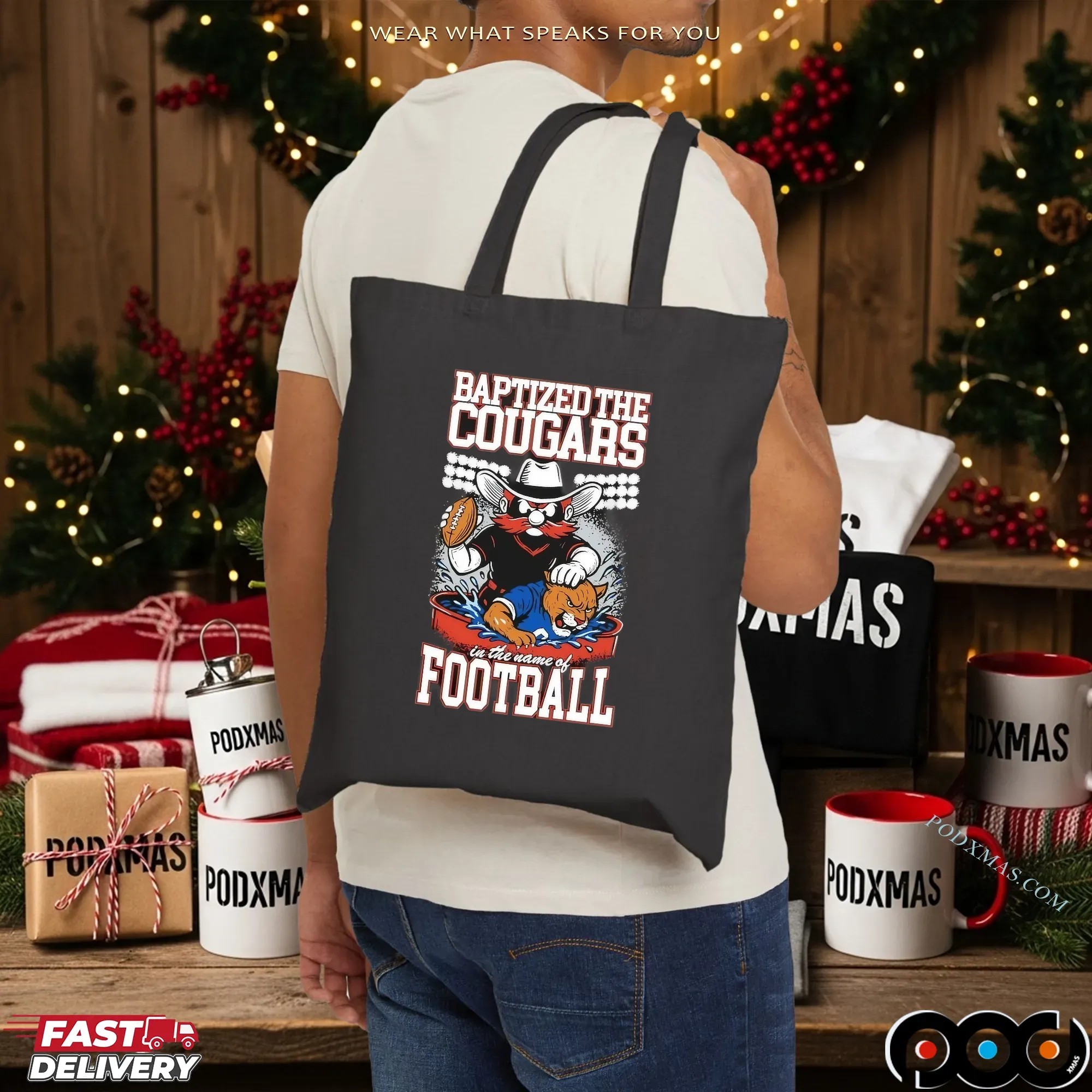 Texas Tech Red Raiders Vs Byu Cougars Baptized The Cougars Rivalry Graphic T Shirt