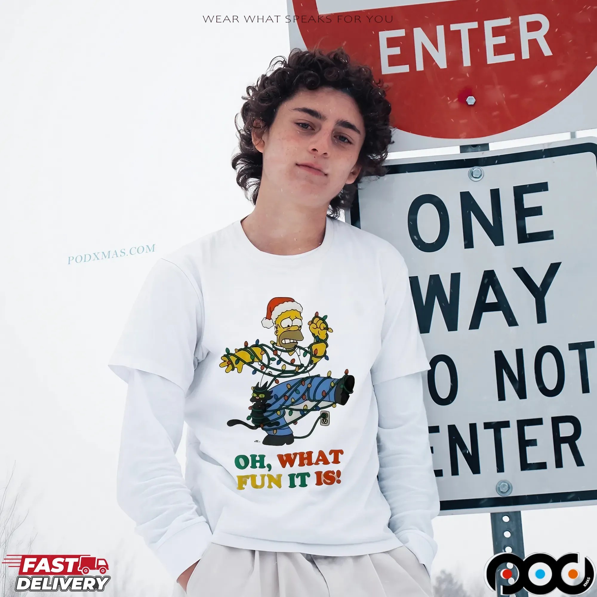 The Simpsons Oh What Fun It Is Christmas Lights T Shirt
