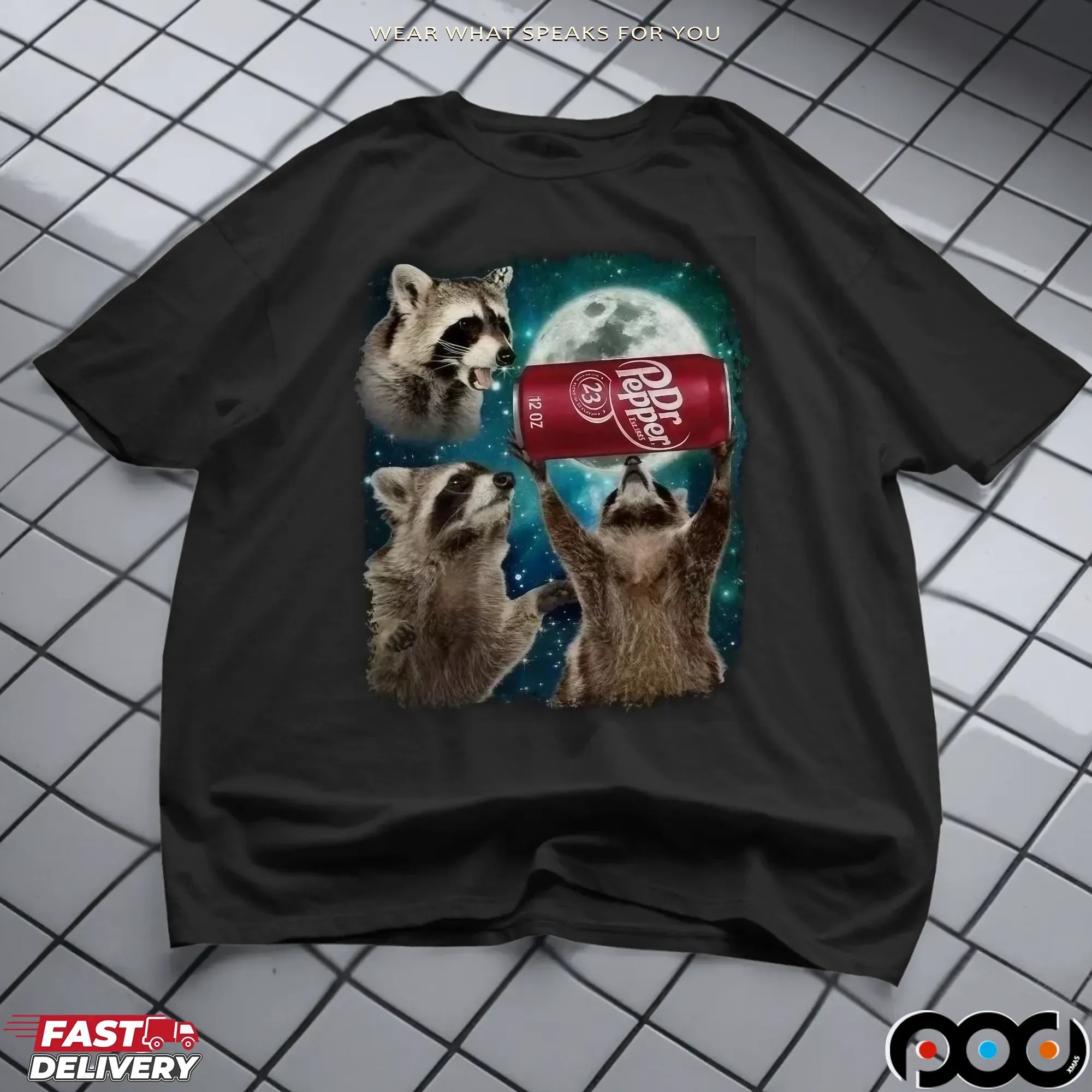 Three Raccoons Under The Moon Dr Pepper T Shirt