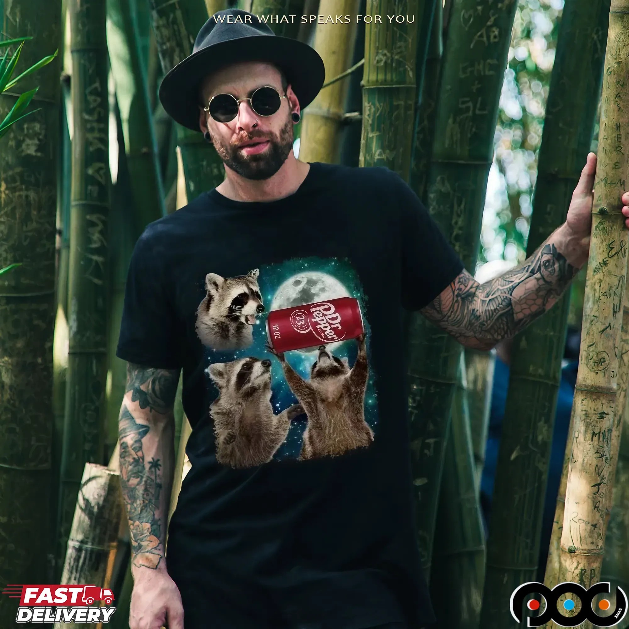 Three Raccoons Under The Moon Dr Pepper T Shirt