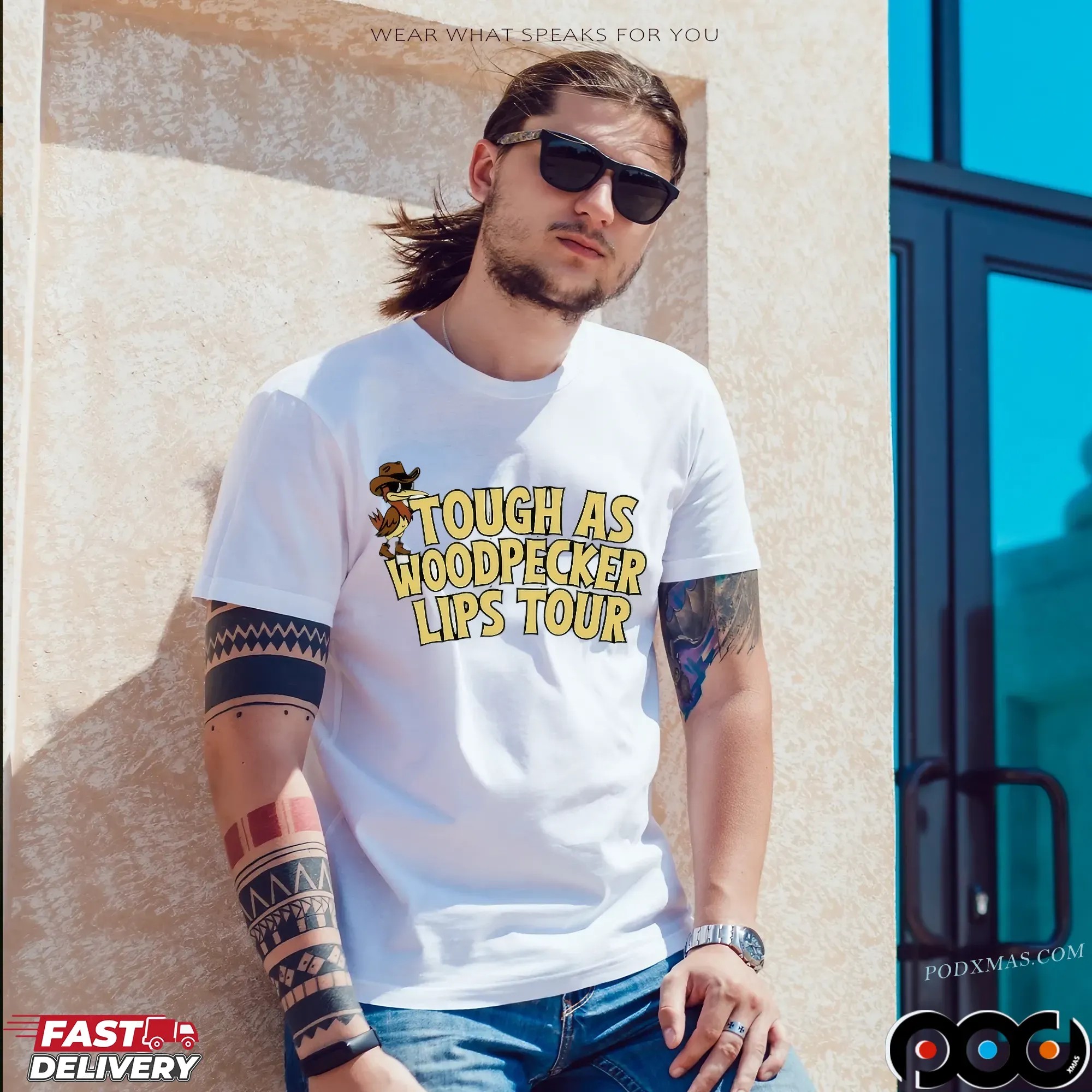 Tough As A Woodpecker Lips Tour T Shirt