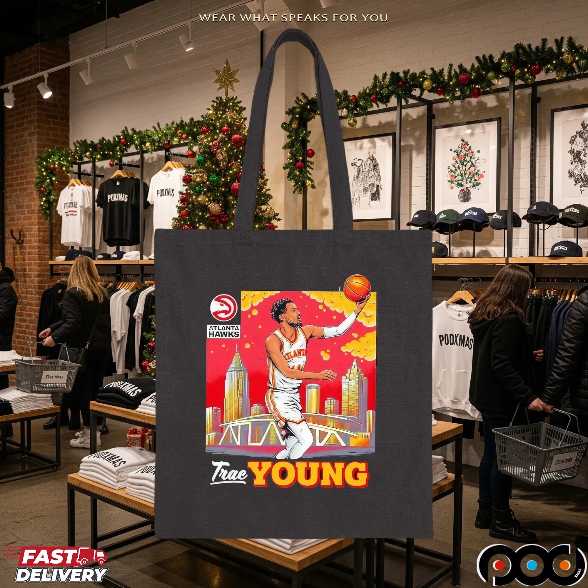 Trae Young NBA Atlanta Hawks Skyline Graphic T Shirt