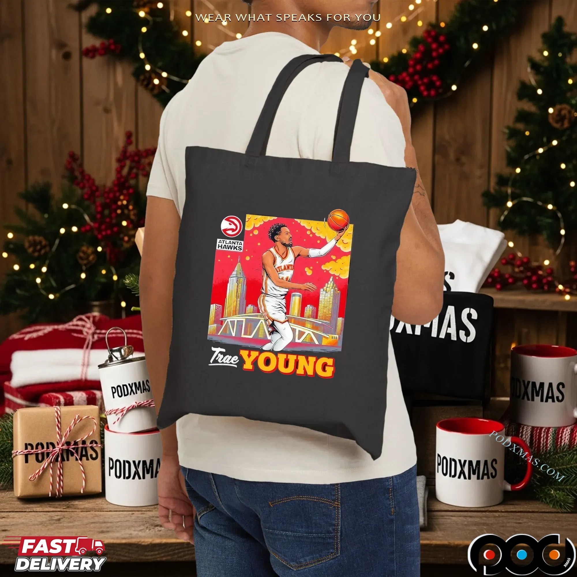 Trae Young NBA Atlanta Hawks Skyline Graphic T Shirt