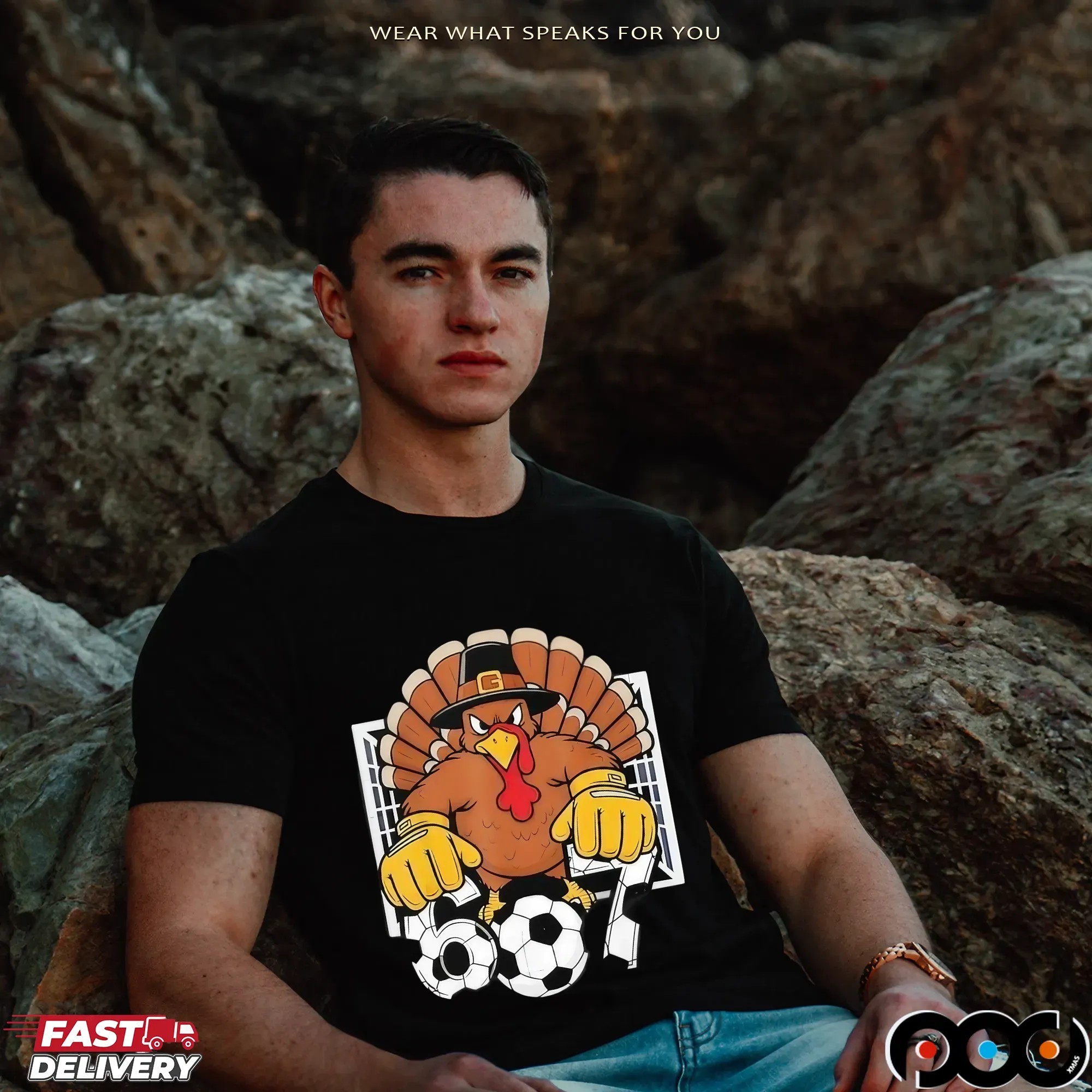 Turkey Goalie Soccer Six Seven Boys Thanksgiving T Shirt
