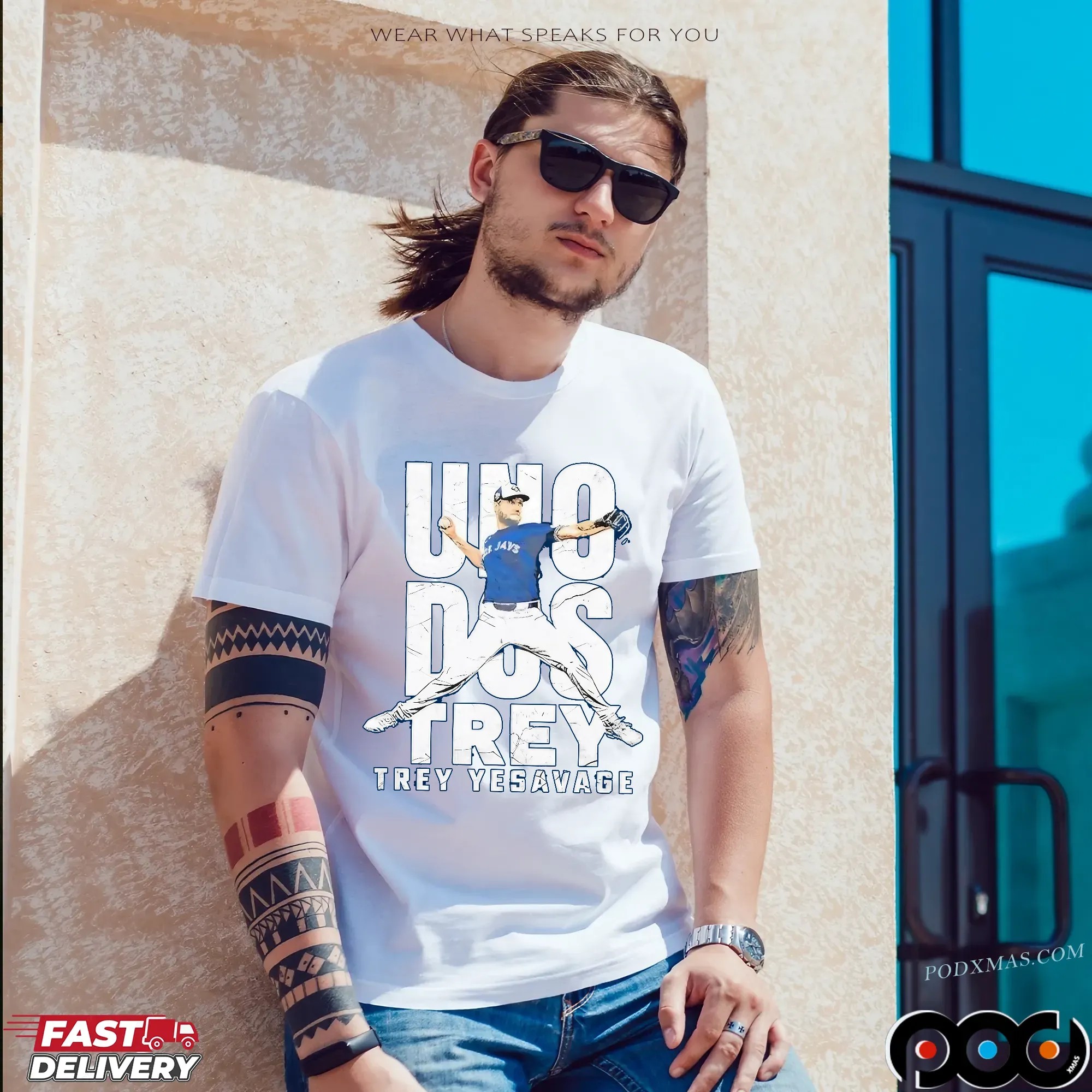 UNO DOS TREY Yesavage Pitcher MLB T Shirt