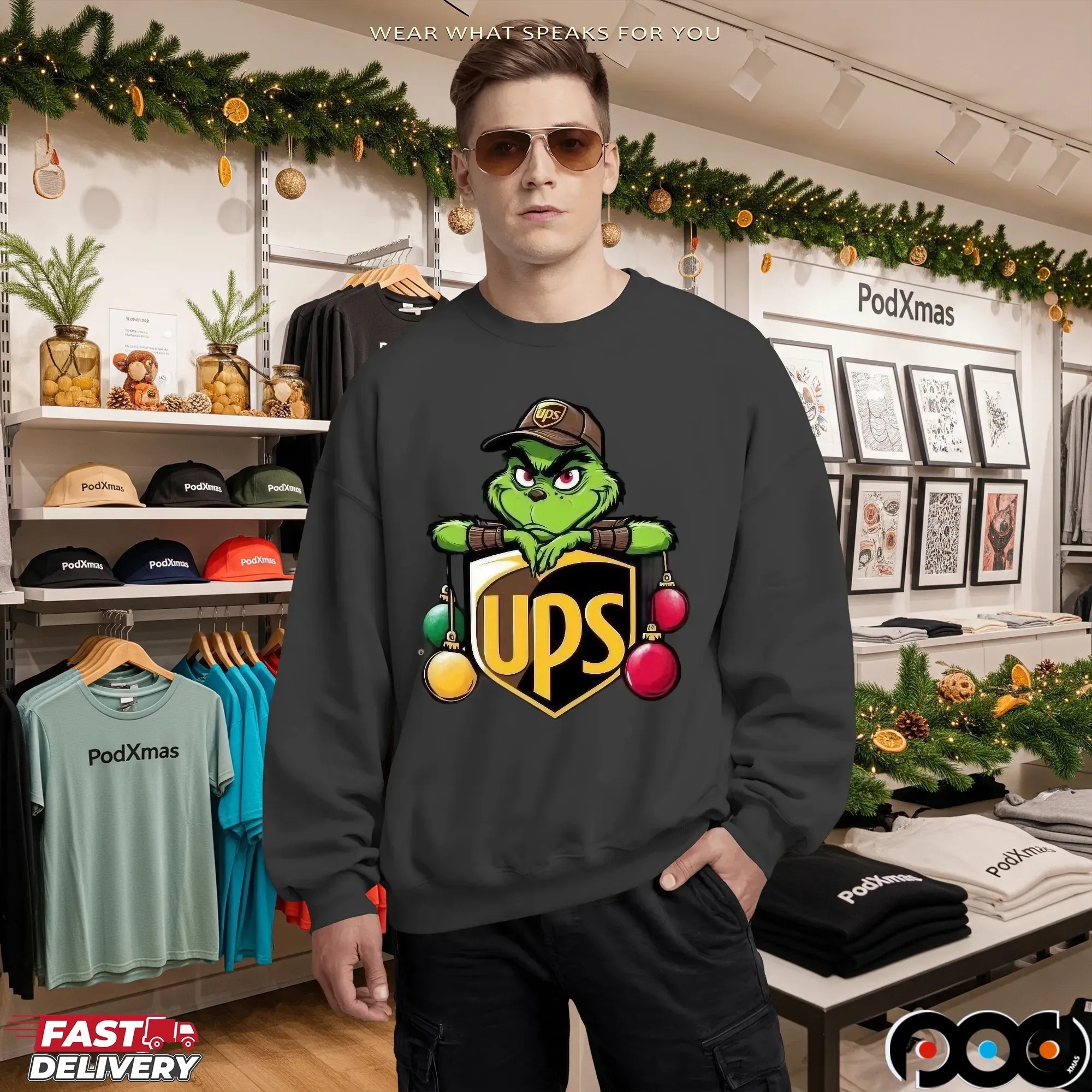 Ups Delivery Christmas Gift Ups Delivery Grinch T Shirt