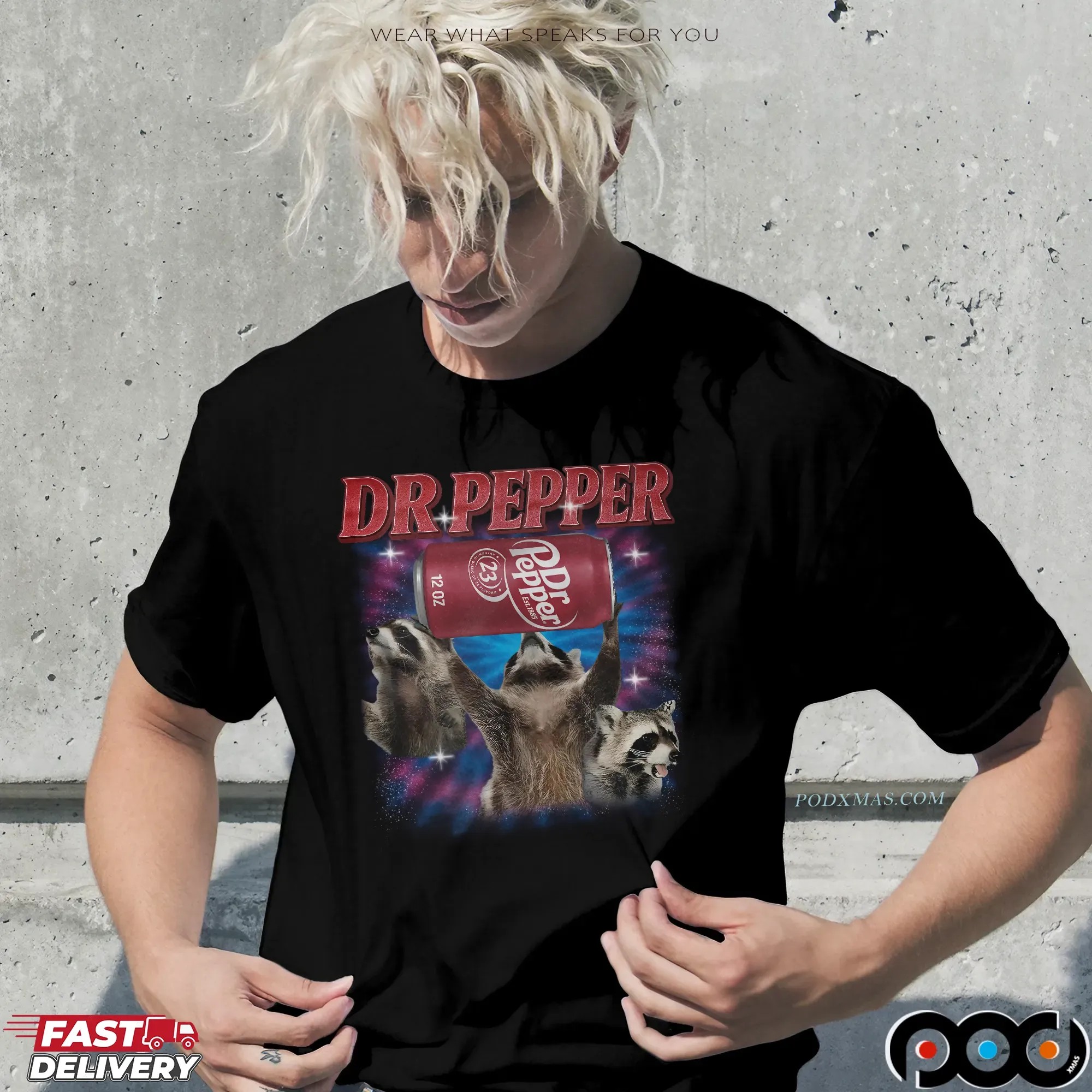 Vintage Three Raccoons Dr Pepper Parody Bootleg T Shirt