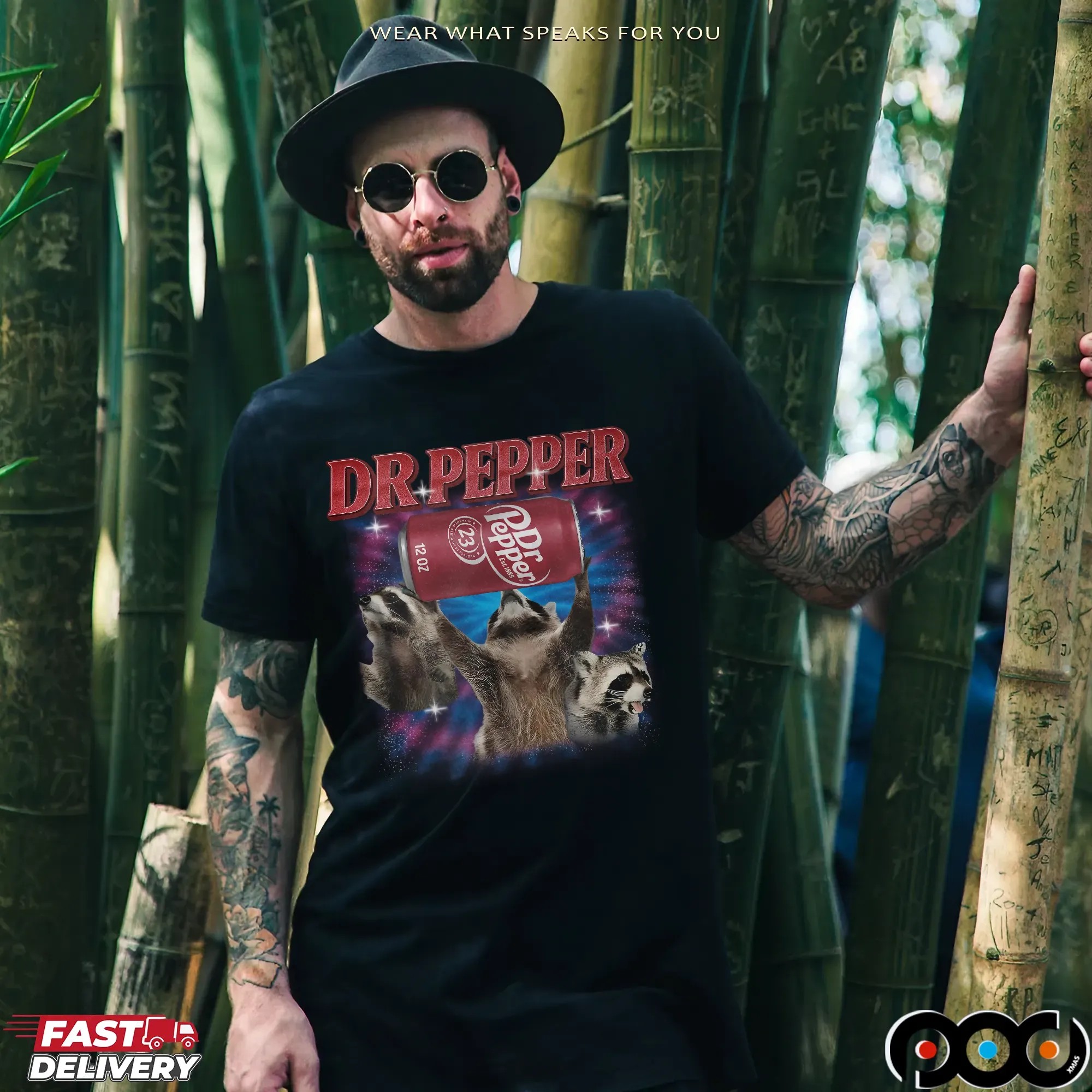 Vintage Three Raccoons Dr Pepper Parody Bootleg T Shirt
