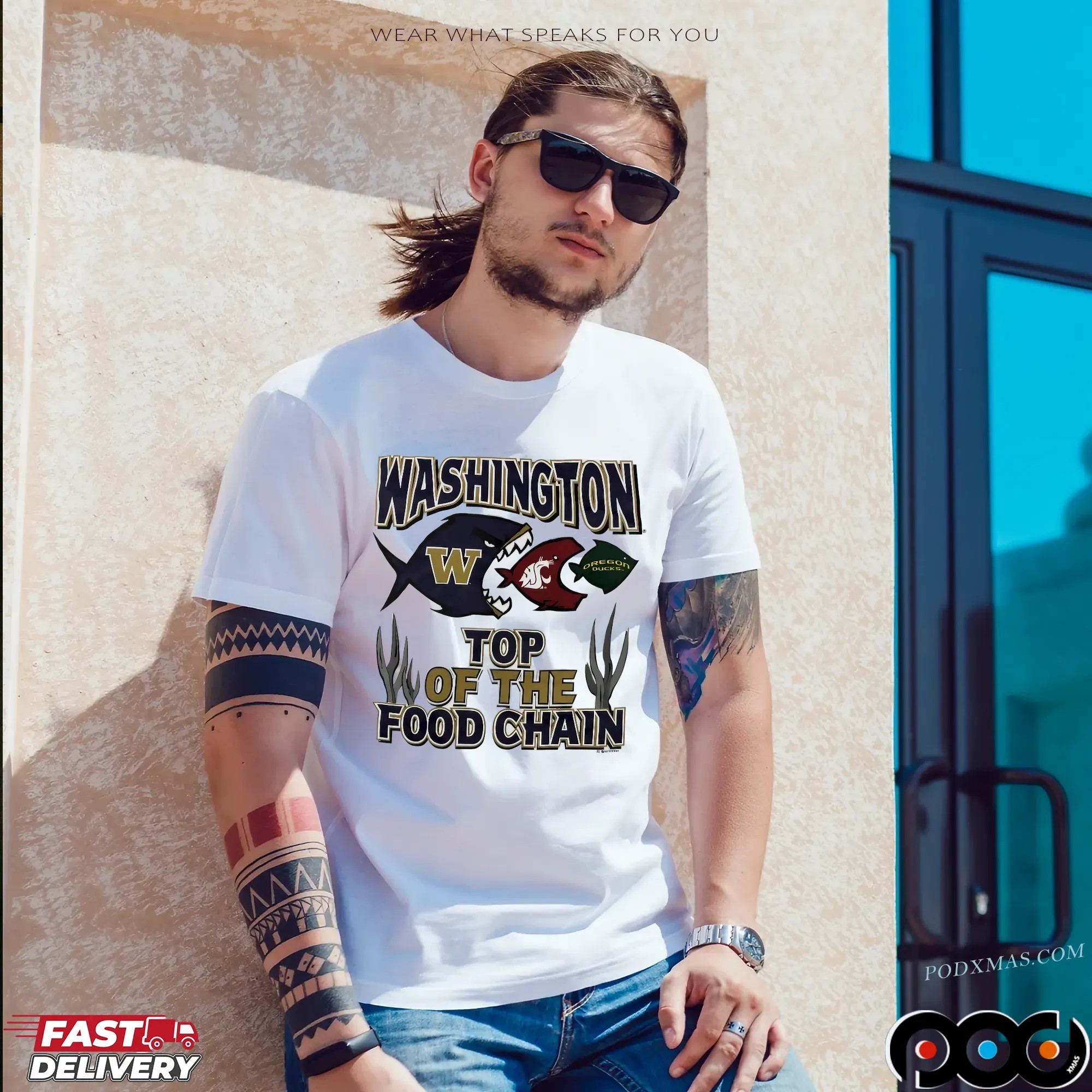 Washington top of the food chain Huskies State Cougars Oregon Ducks T Shirt