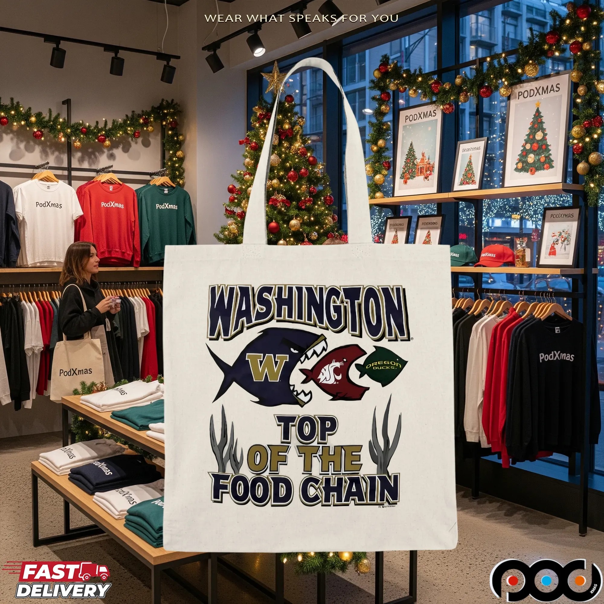 Washington top of the food chain Huskies State Cougars Oregon Ducks T Shirt