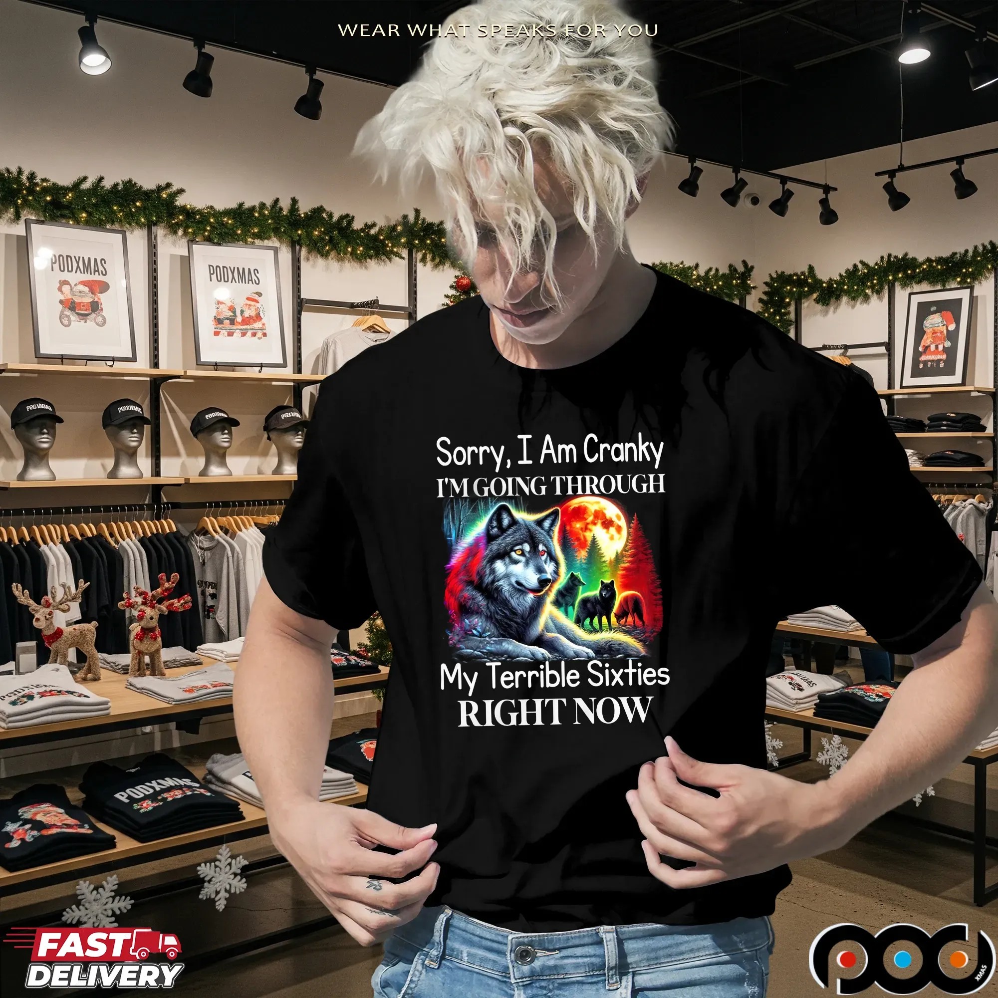 Wolf Sorry, I Am Cranky I'm Going Through My Terrible Sixties Right Now Shirt