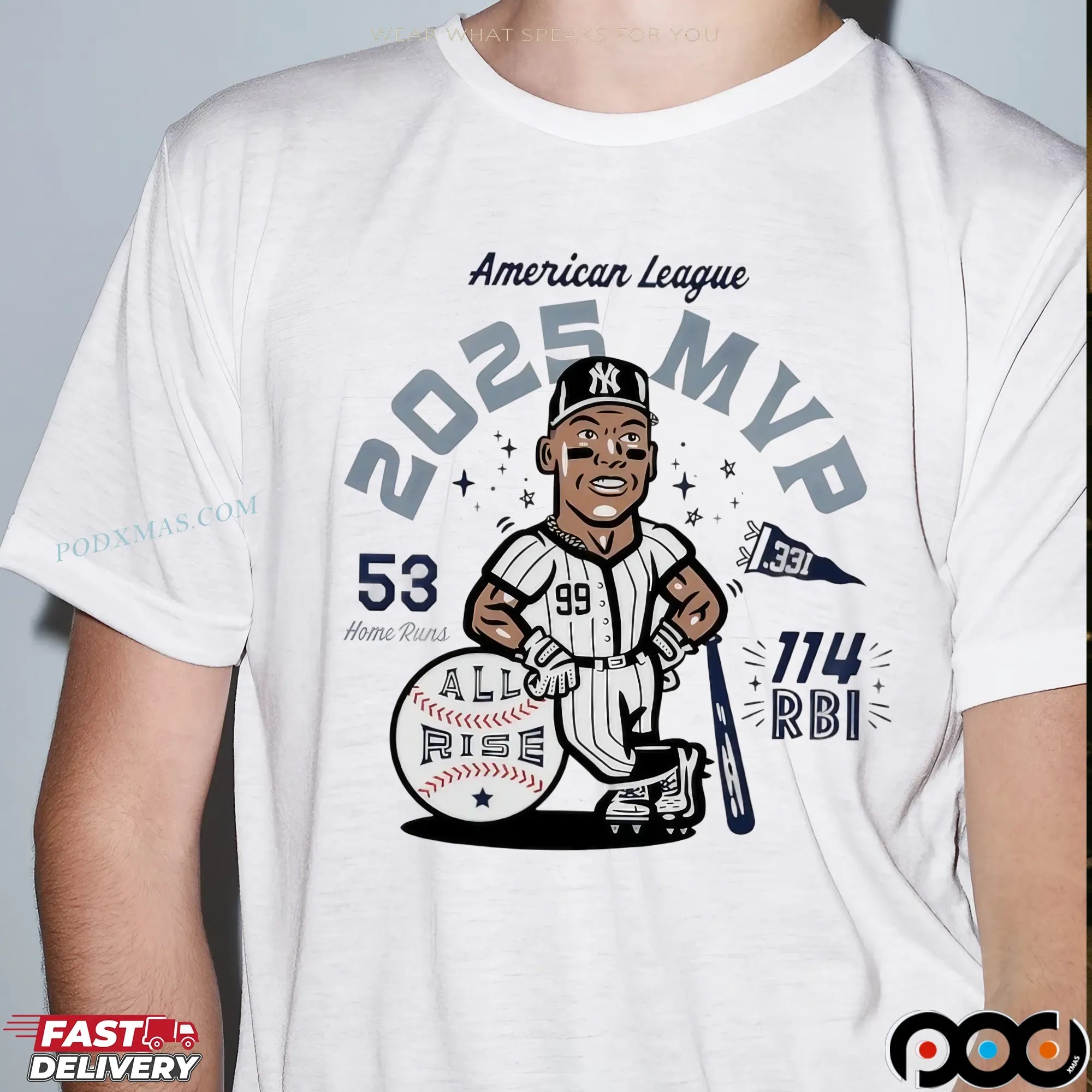 Yankees Aaron Judge American League 3X MVP 2025 53 Hr 114 Rbi T Shirt