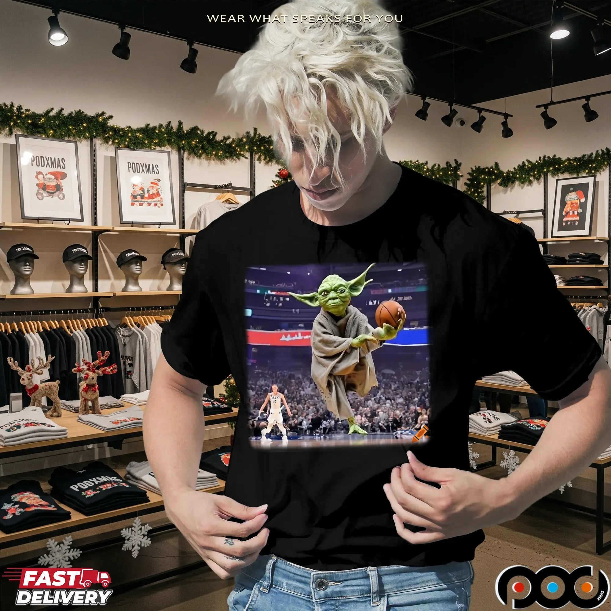 Yoda Dunking In An NBA Game Graphic T Shirt
