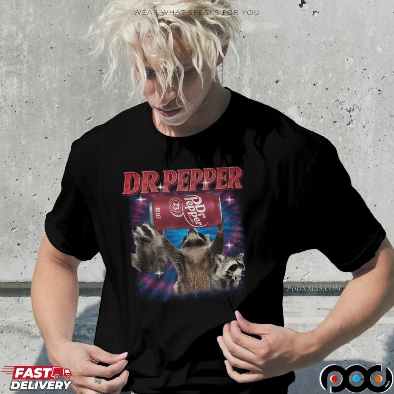 Vintage Three Raccoons Dr Pepper Parody Bootleg T Shirt