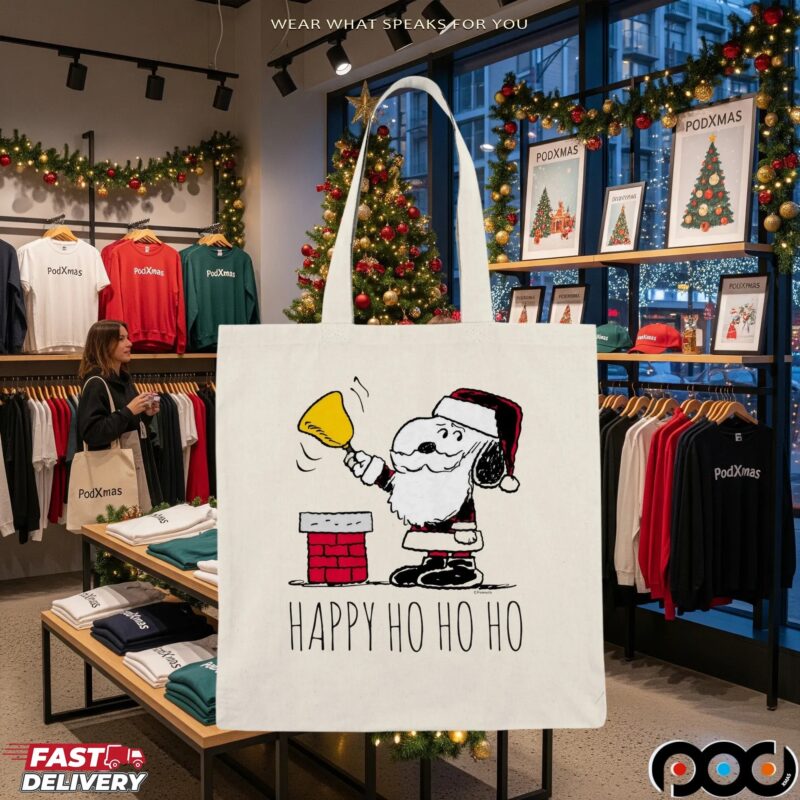 Santa Snoopy Bell Ringer Happy Ho Ho Ho Christmas T Shirt