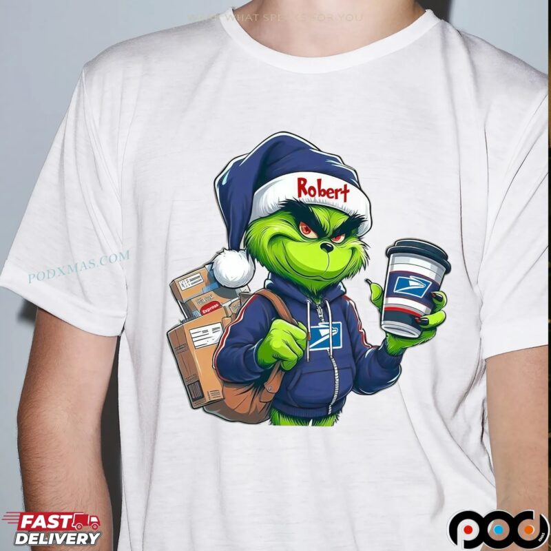 Personalized USPS Grinch Mail Carrier Christmas Postal Worker T Shirt