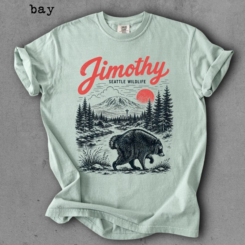 Vintage Jimothy Seattle Wildlife T-Shirt Retro Bear Graphic Tee