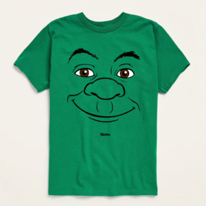 Shrek T-Shirt Funny Green Ogre Face Graphic Tee Nostalgic Movie Gift
