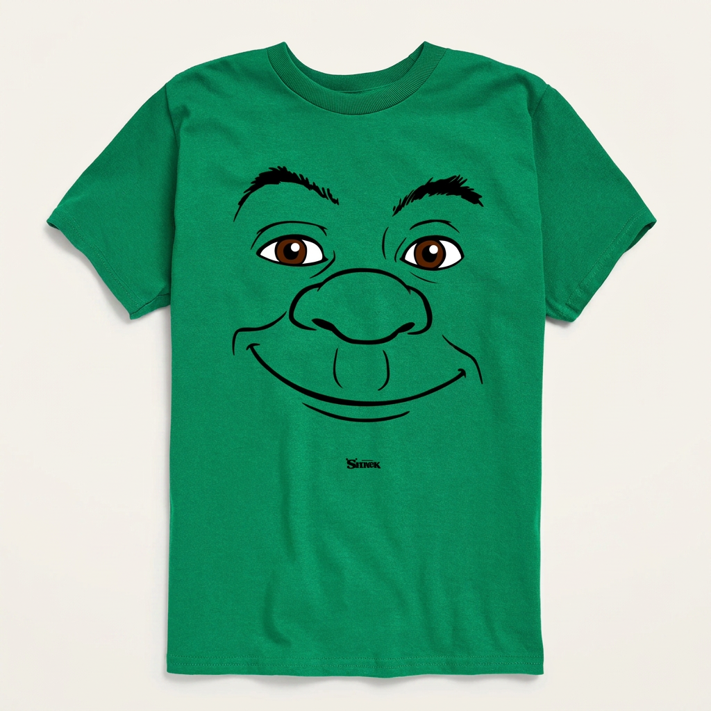 Shrek T-Shirt Funny Green Ogre Face Graphic Tee Nostalgic Movie Gift