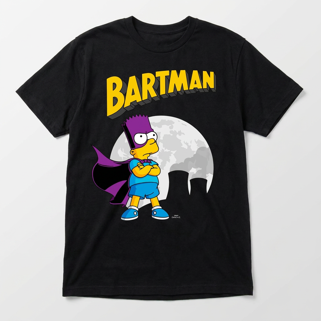 Vintage Bartman T-Shirt Retro Bart Simpson Superhero Graphic Tee 90s Cartoon Nostalgia Gift