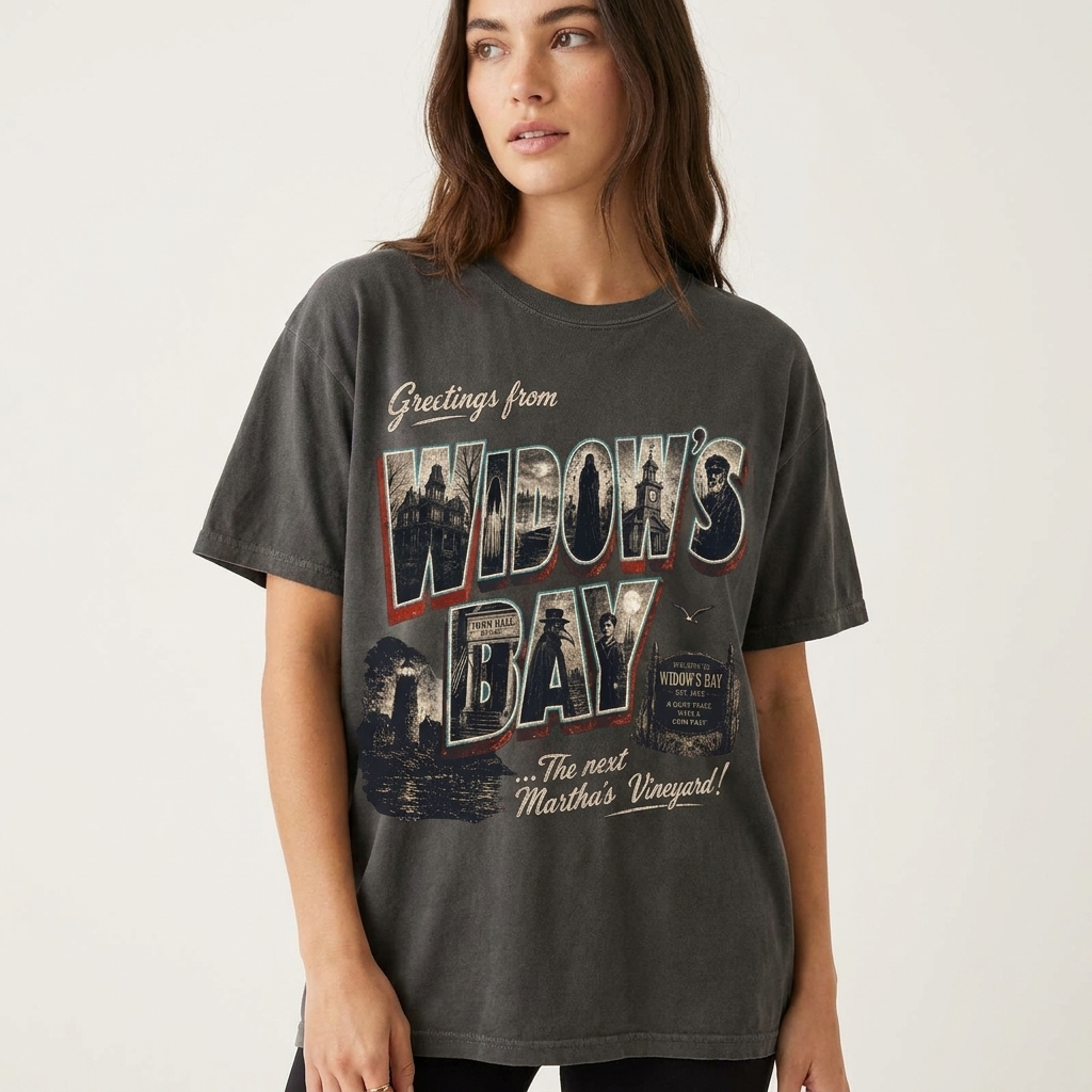 Vintage Widow's Bay Shirt - Spooky Coastal Town Graphic Tee