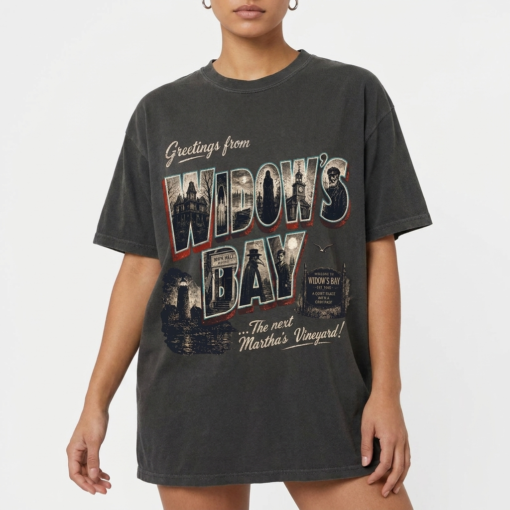 Vintage Widow's Bay Shirt - Spooky Coastal Town Graphic Tee
