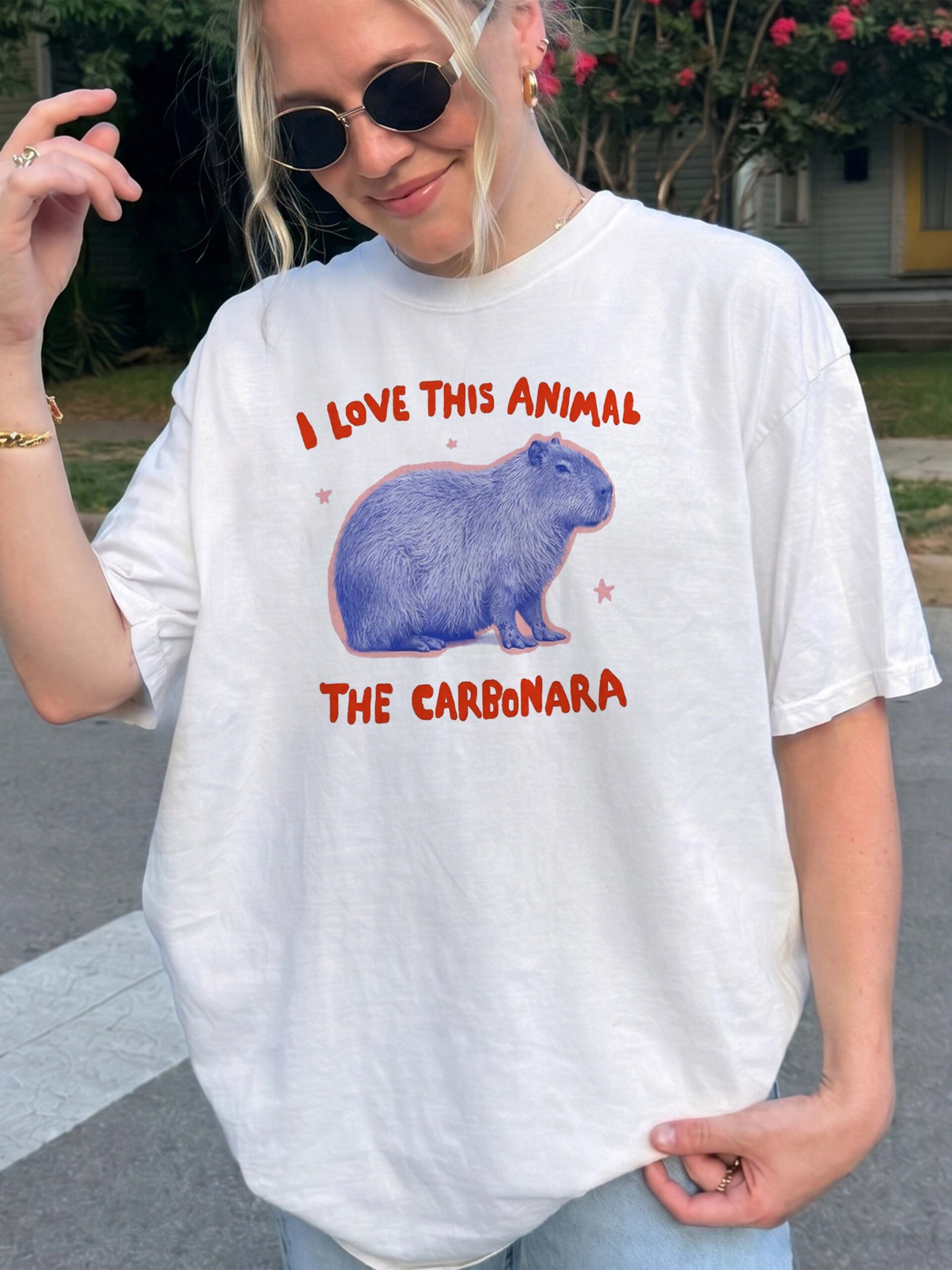 I Love This Animal The Carbonara Shirt - Funny Capybara Meme Tee