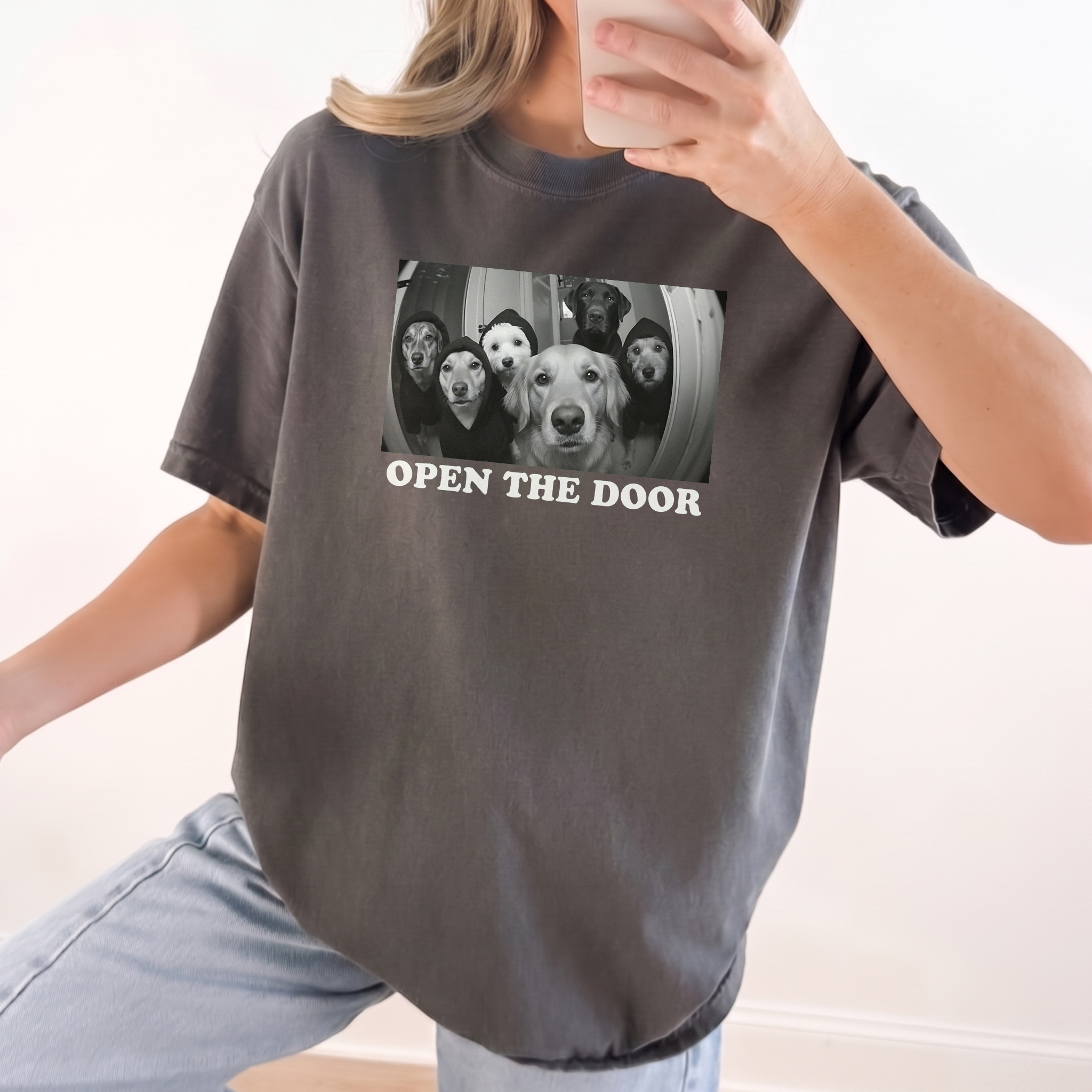 Open The Door Funny Dog Graphic Tee - Pet Lover Gift