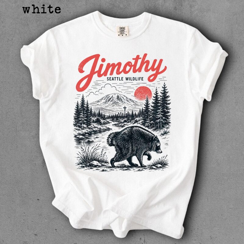 Vintage Jimothy Seattle Wildlife T-Shirt Retro Bear Graphic Tee