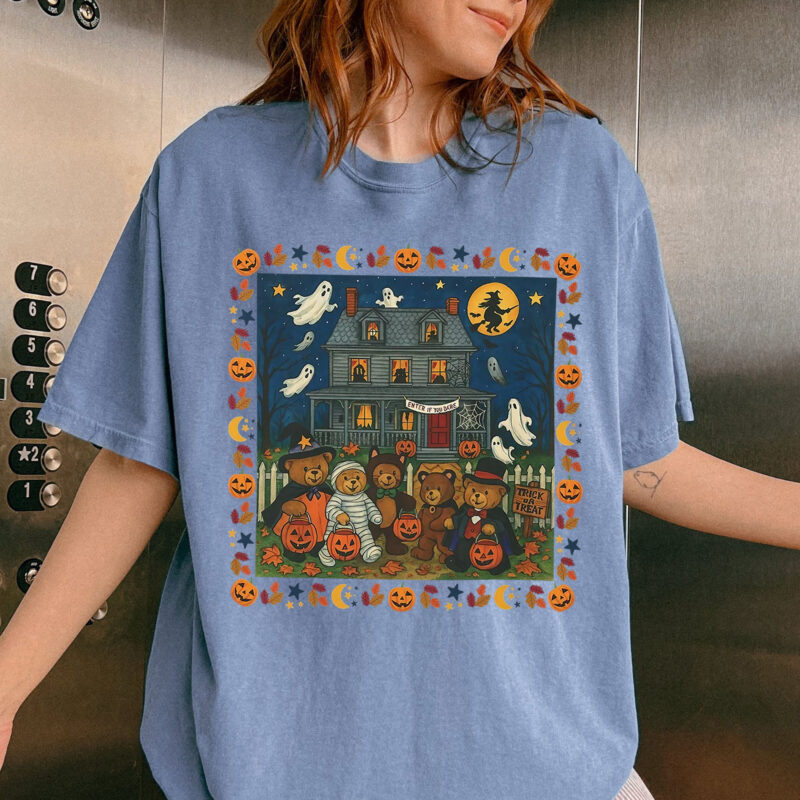 Vintage Halloween Bear T-Shirt - Trick or Treat Spooky Graphic Tee