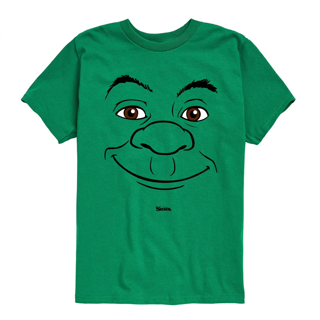 Shrek T-Shirt Funny Green Ogre Face Graphic Tee Nostalgic Movie Gift