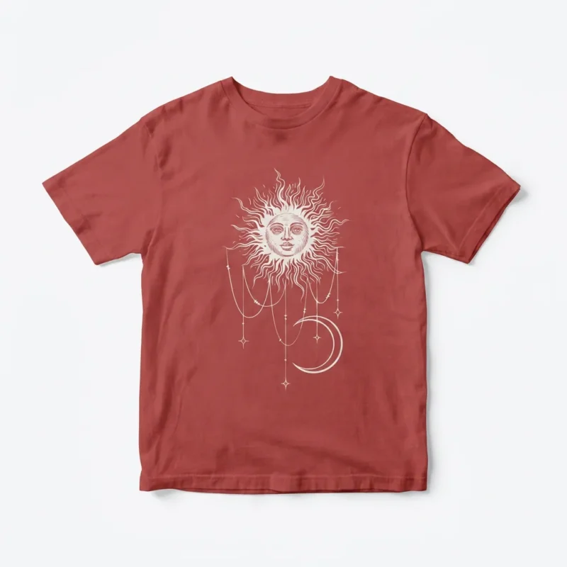 Boho Celestial Sun and Moon Graphic Tee Vintage Mystical Astrology T-Shirt